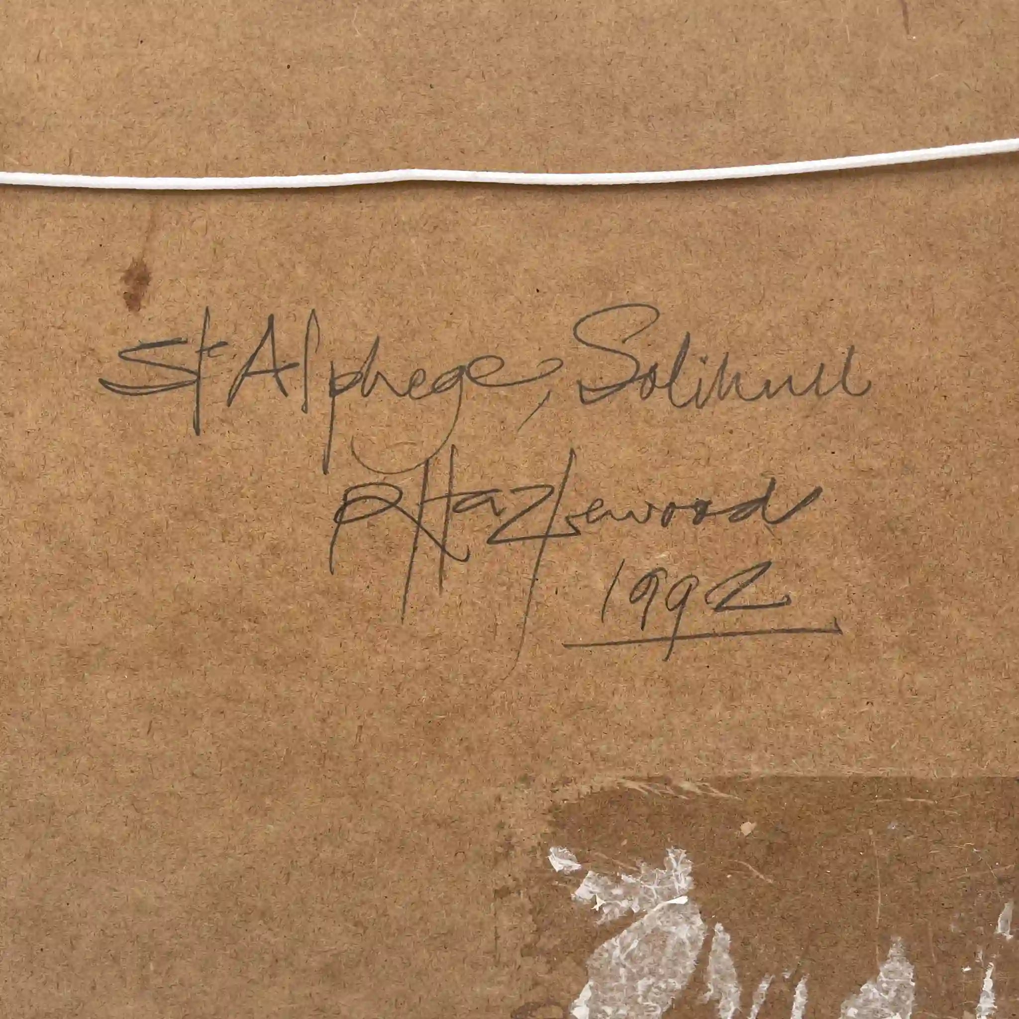 【アート/装飾品】 「英国の街並みと教会」風景画 / 1992年 / イギリス / 肉筆水彩,二重マット額装,ハーフティンバー