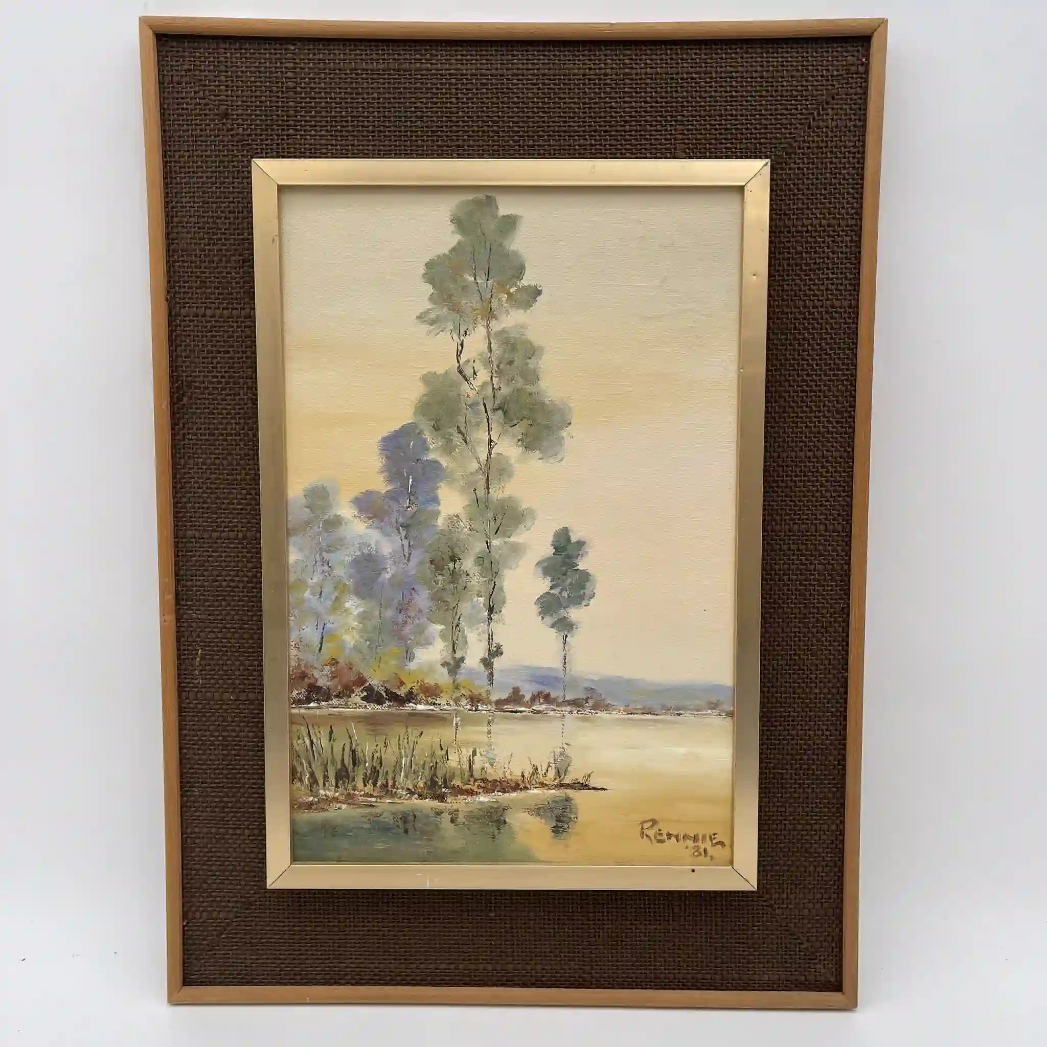 【复古】油画/ f.e. Reynolds /“Reflections”/ 1981年/画布/英国/题材:卢瓦尔河谷