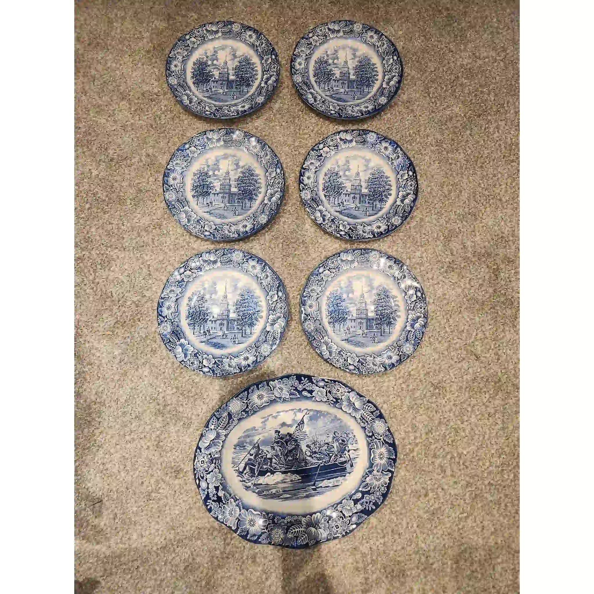 【ビンテージ】 プレート / Enoch Wedgwood (エノク・ウェッジウッド) / Liberty Blue1(リバティ・ブルー) / 1975年〜1976年頃 / アイアンストーン / イギリス / アメリカ建国200周年記念