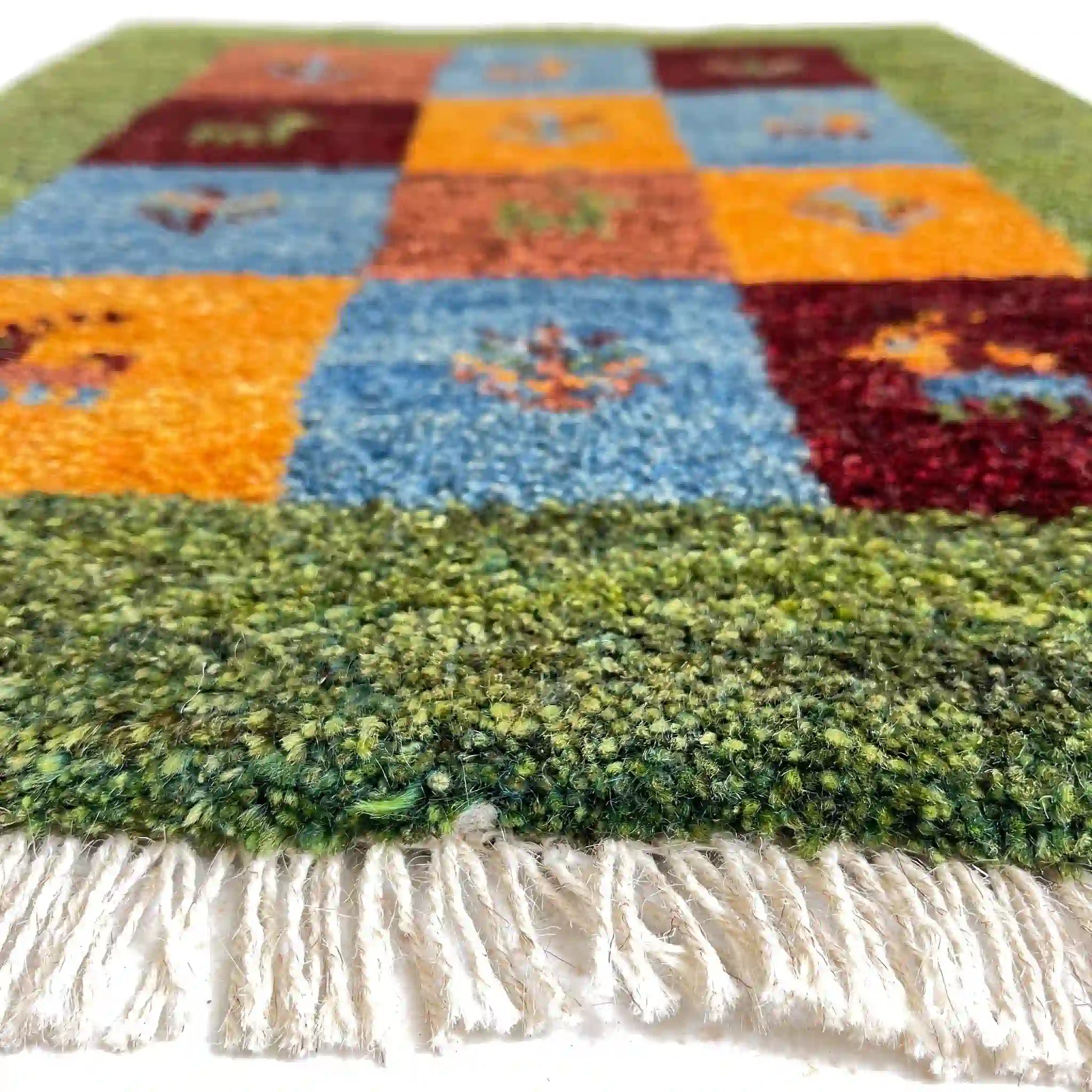 【絨毯/ラグ/ペルシャ絨毯】 ギャッベ 580×440  シラーズ産 手織り  草木染め カラフル動物 /  草木染め