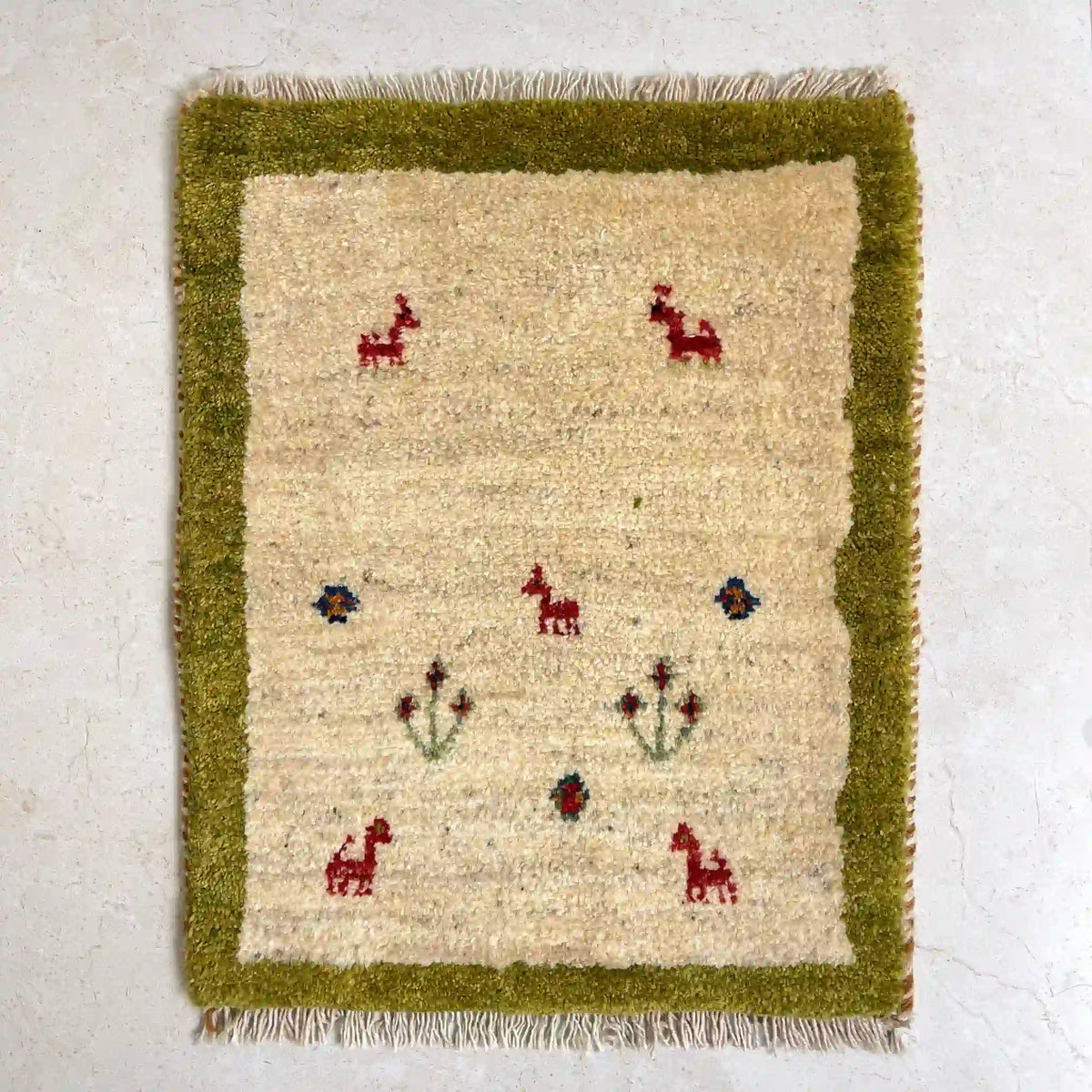 ギャッベ 61cm×50cm / ウール / イラン / 手織り / 草木染め / [絨毯