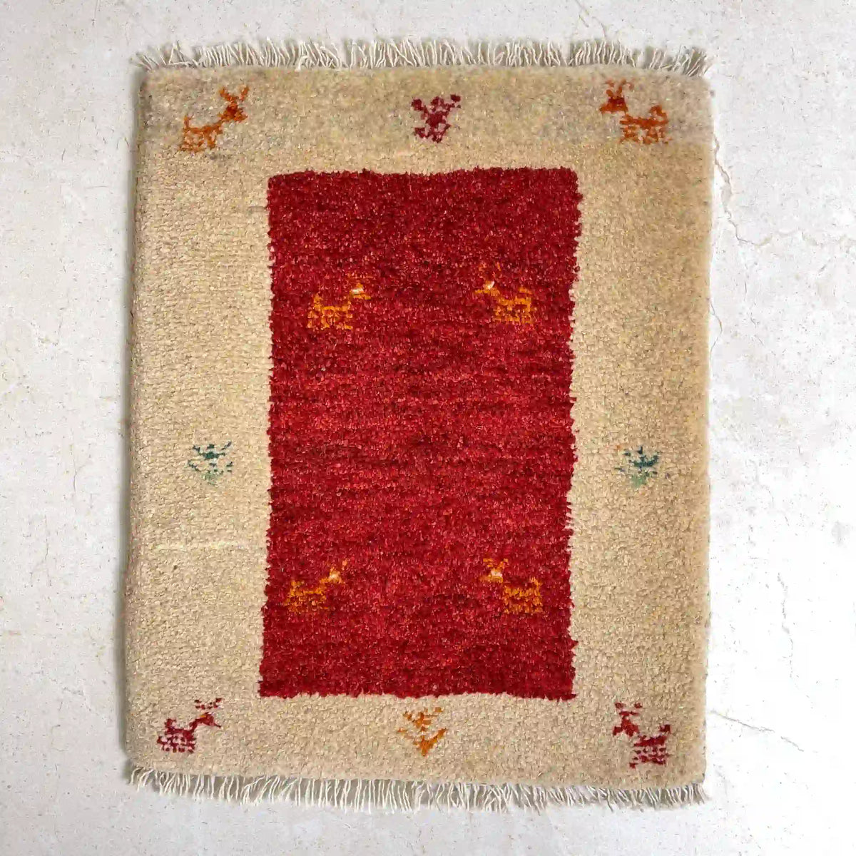 ギャッベ 56cm×45cm / ウール / イラン / 手織り / 草木染め / [絨毯 ギャッベ 56cm×45cm / ウール / イラン / 手織り / 草木染め / [絨毯