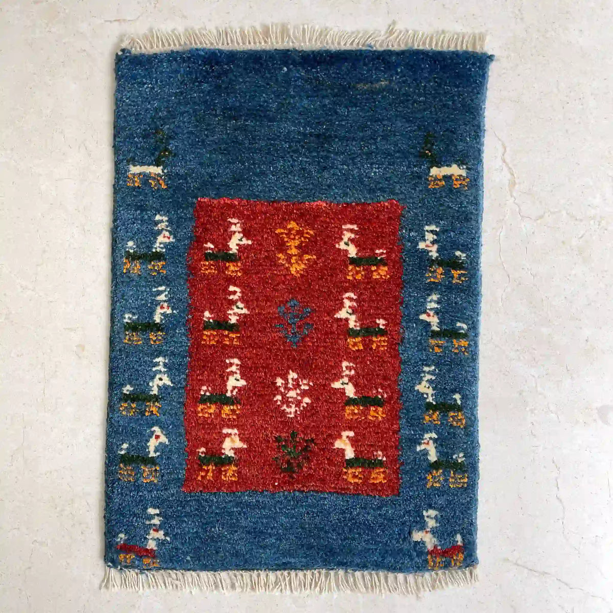 ギャッベ 58cm×41cm / ウール / イラン / 手織り / 草木染め / [絨毯