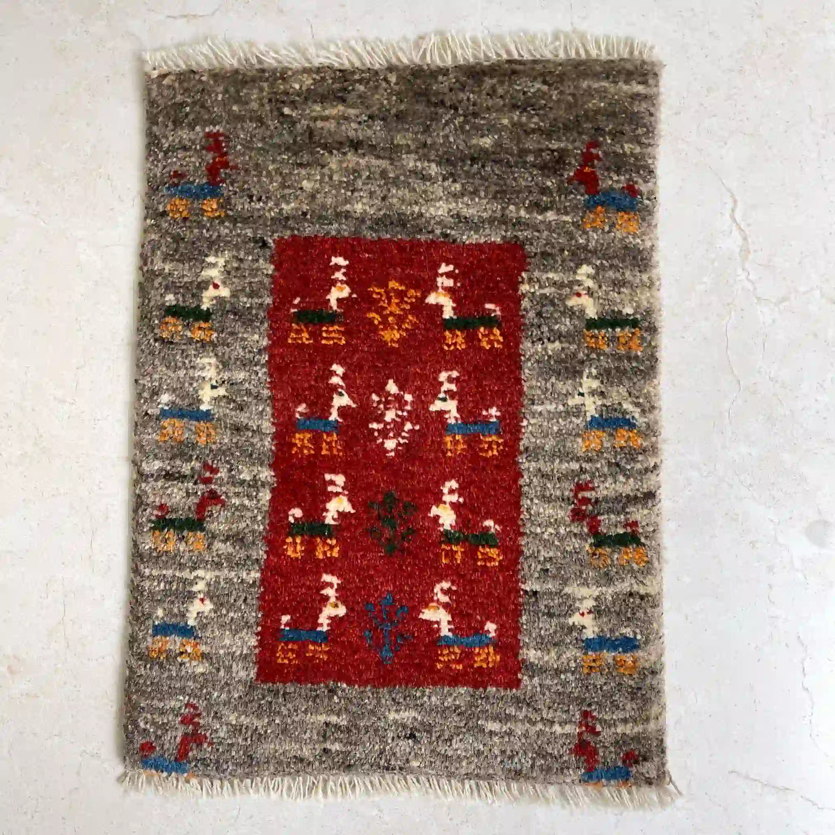 ギャッベ 55cm×40cm / ウール / イラン / 手織り / 草木染め / [絨毯