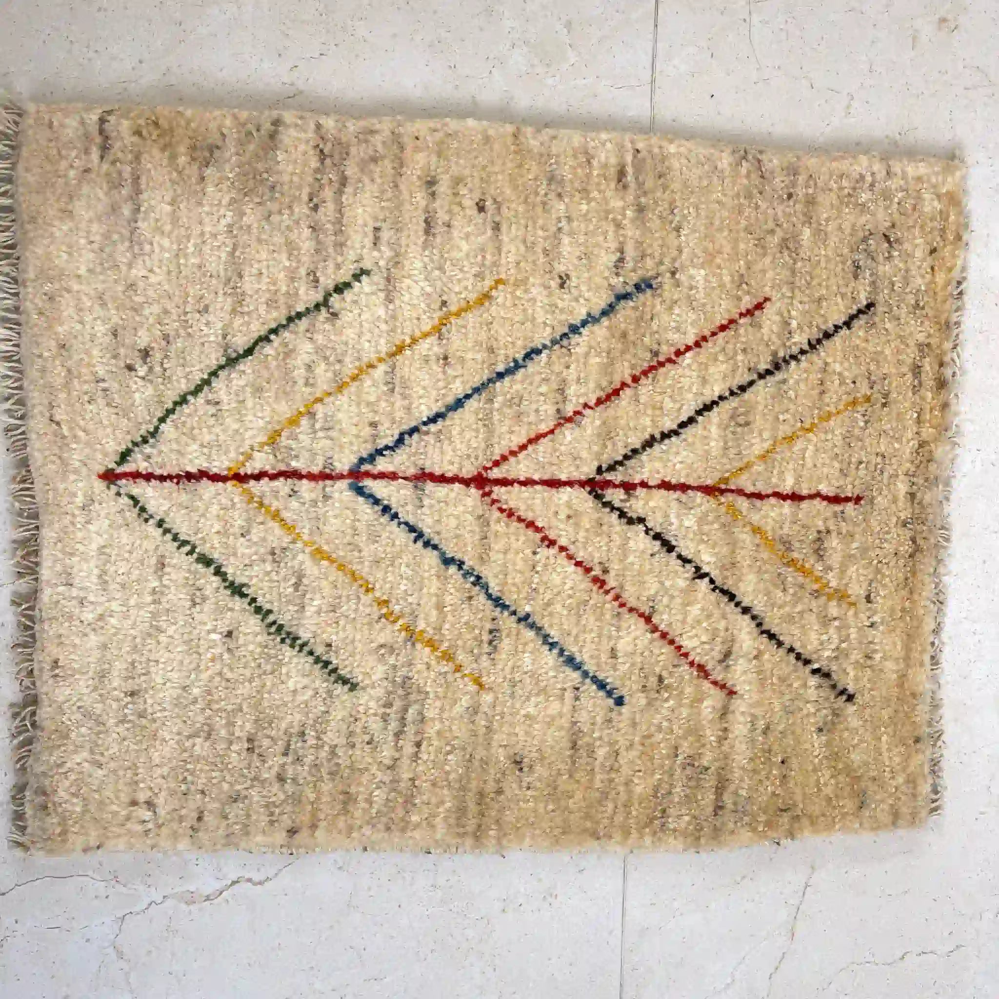 【絨毯/ラグ/ペルシャ絨毯】 ギャッベ 57×44 シラーズ産 ウール 手織り　草木染め　