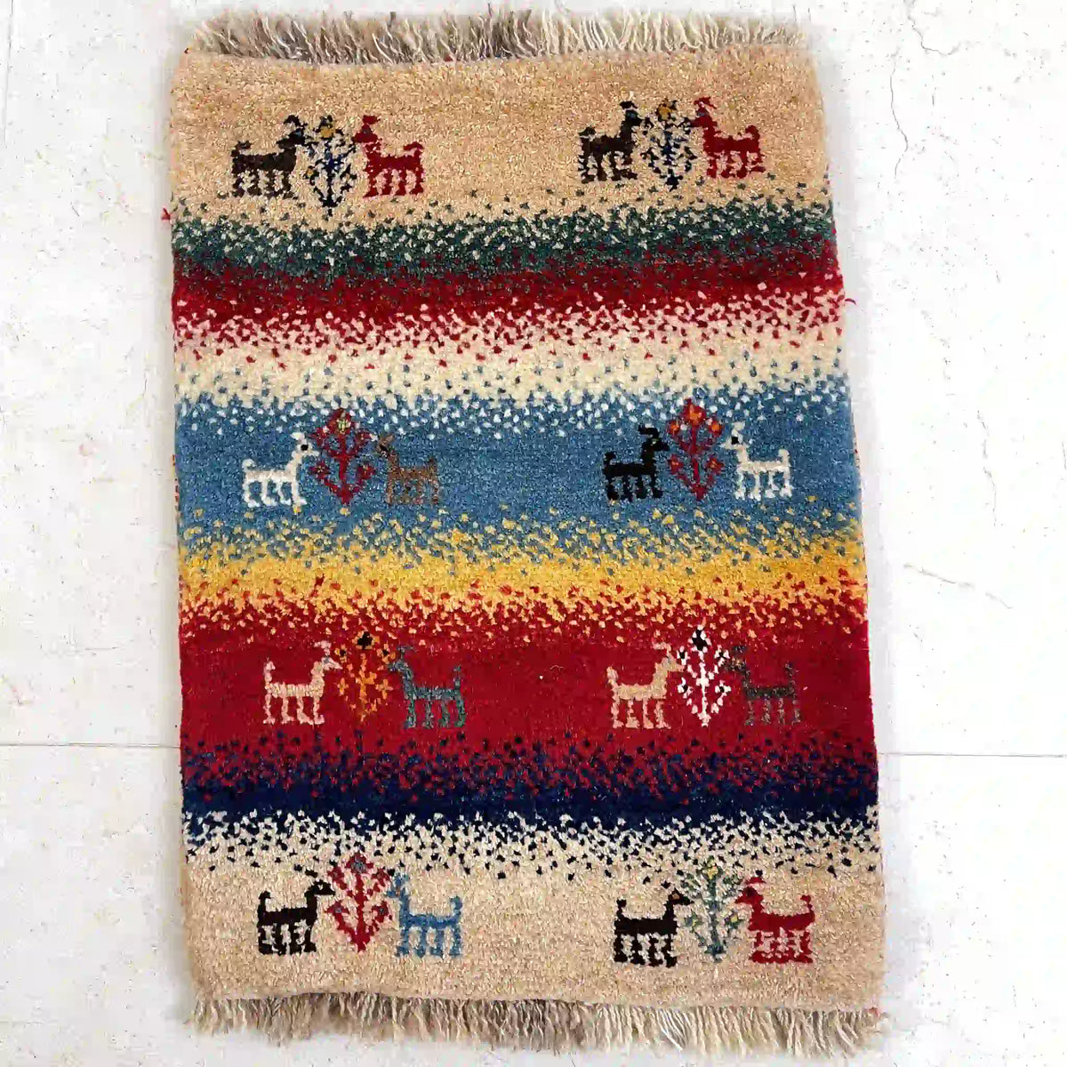 ギャッベ 65cm×46cm / ウール / イラン / 手織り / 草木染め / [絨毯