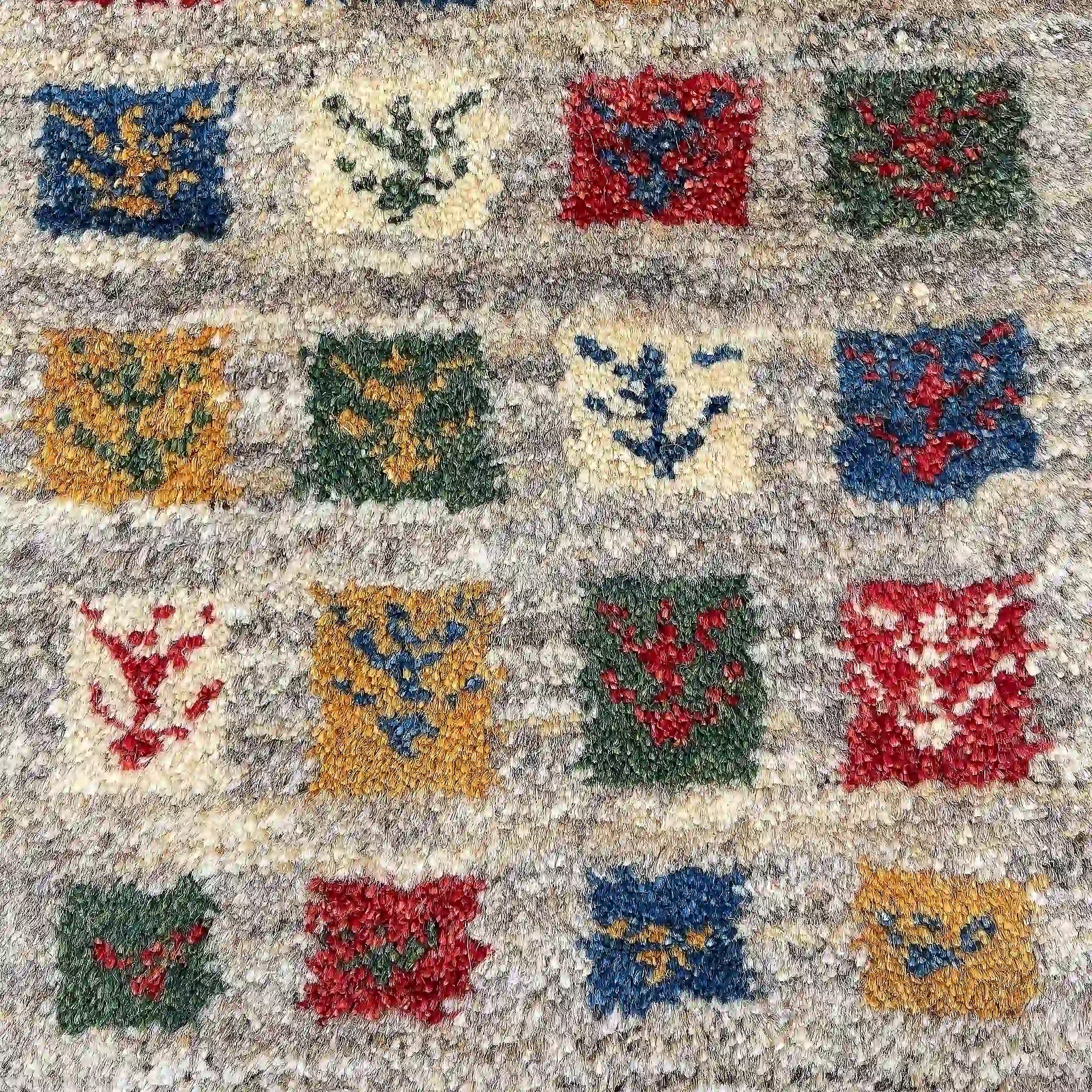 【絨毯/ラグ/ペルシャ絨毯】 ギャッベ 56×43 シラーズ産 ウール 手織り　草木染め　