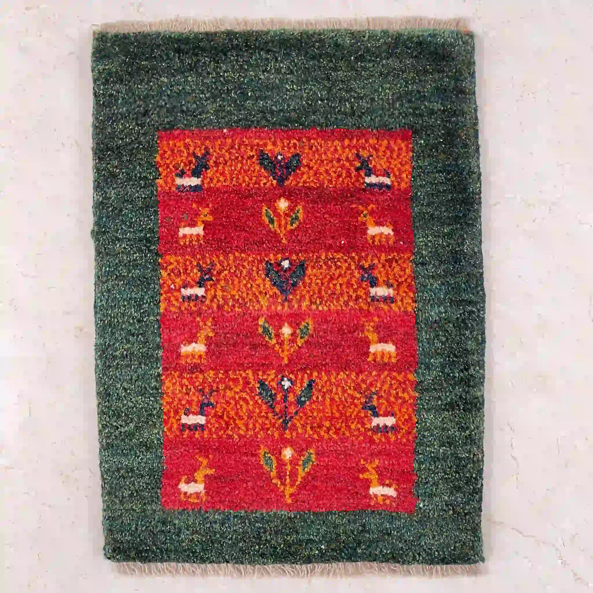 ギャッベ 63cm×46cm / ウール / イラン / 手織り / 草木染め / [絨毯