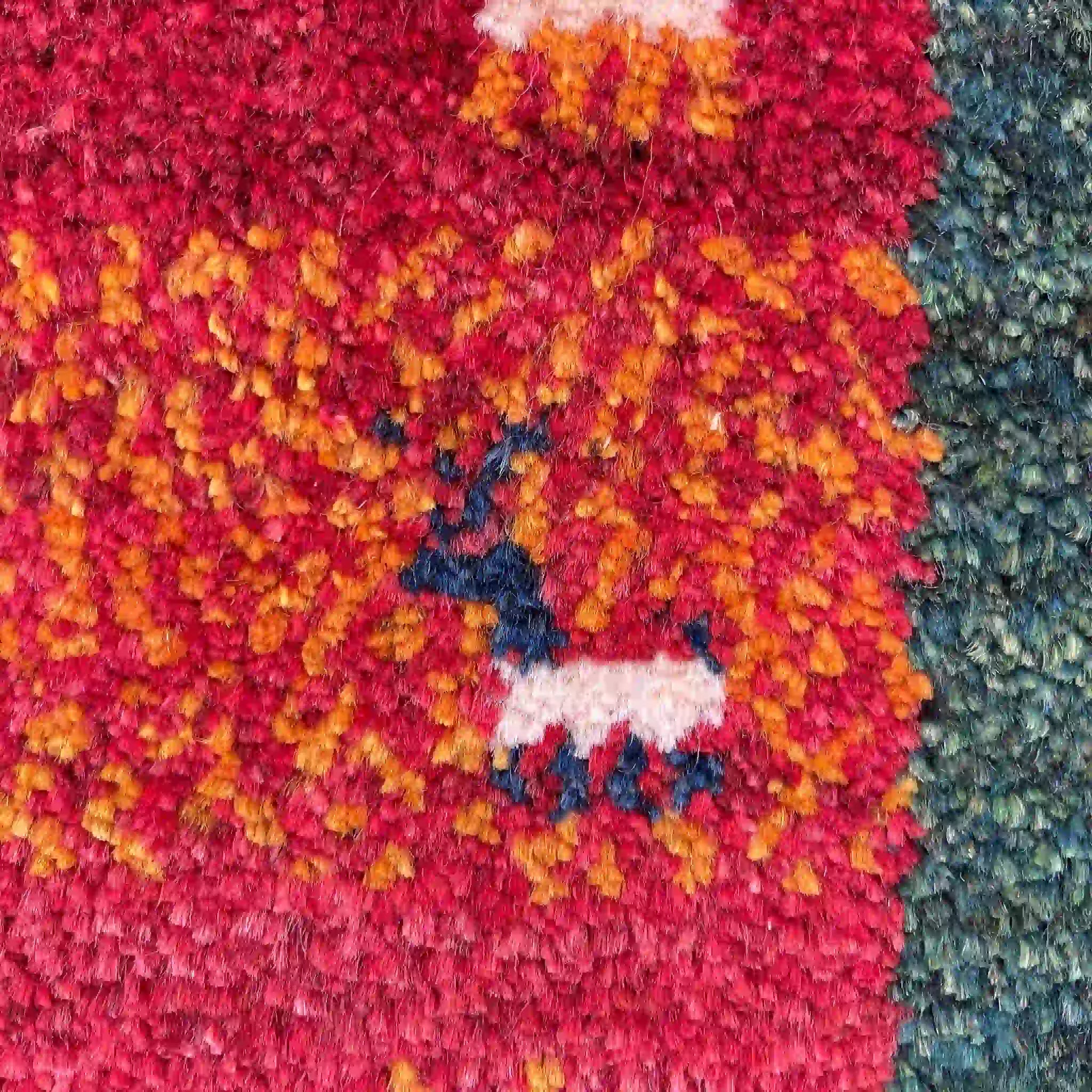 【絨毯/ラグ/ペルシャ絨毯】 ギャッベ 63×46 シラーズ産 ウール 手織り/ 草木染め