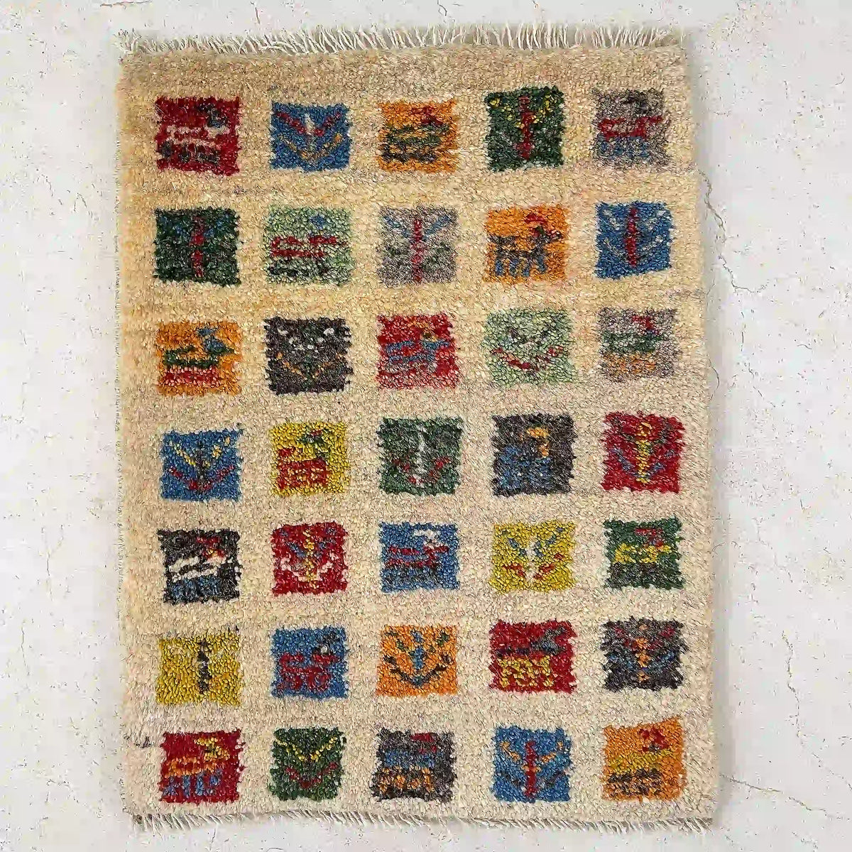 ギャッベ 56cm×44cm / ウール / イラン / 手織り / 草木染め / [絨毯 ギャッベ 56cm×44cm / ウール / イラン / 手織り / 草木染め / [絨毯