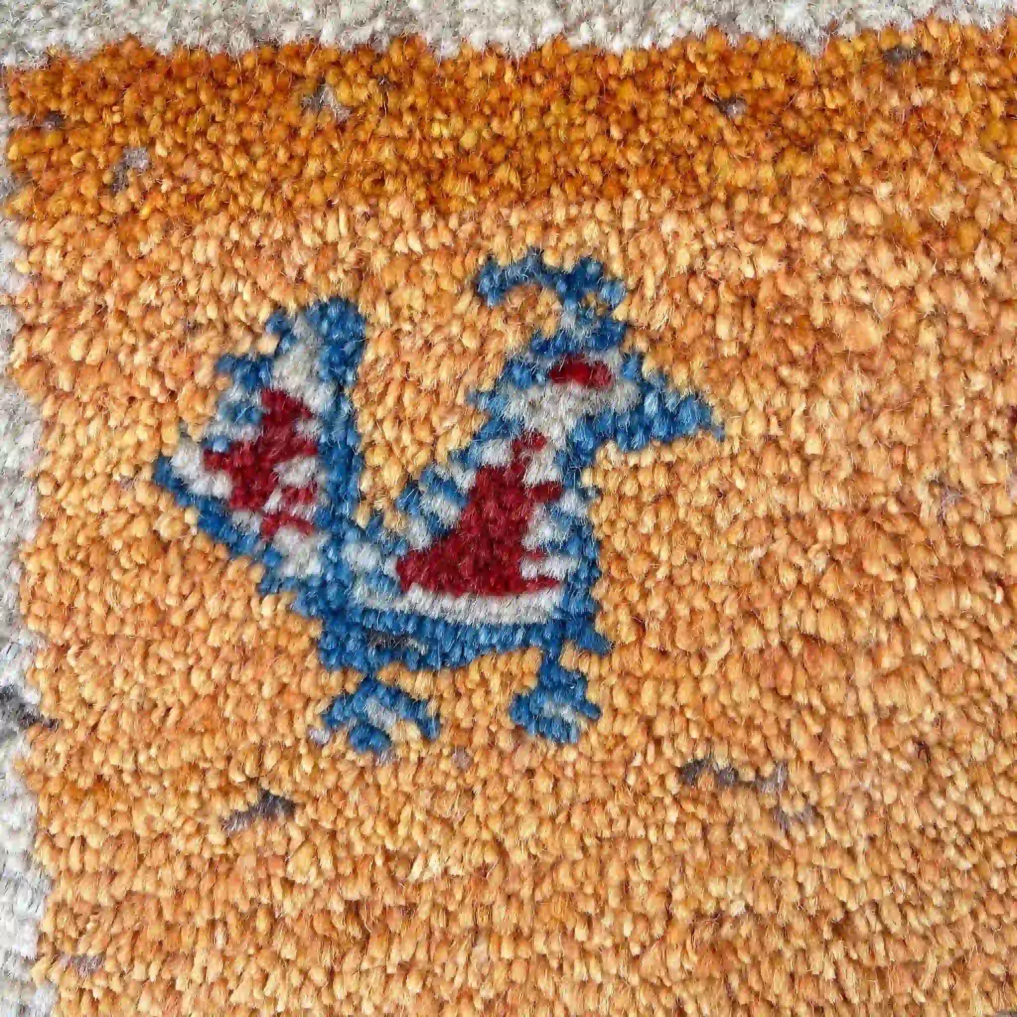 【絨毯/ラグ/ペルシャ絨毯】 ギャッベ 62×44 シラーズ産 ウール 手織り　草木染め　