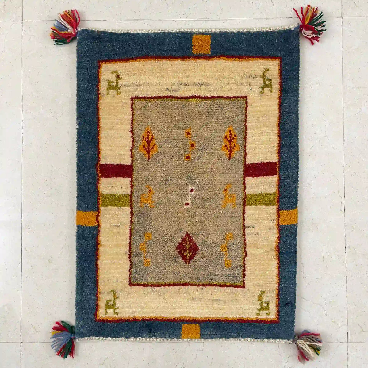 絨毯/ラグ/ペルシャ絨毯】 ギャッベ 77cm×54cm / ギャッベ / ウール