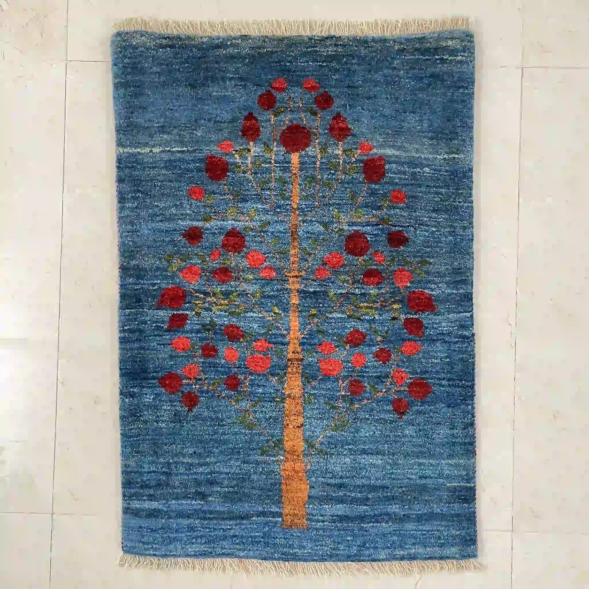 ギャッベ 91cm×62cm / ウール / イラン / 手織り / 草木染め / [絨毯