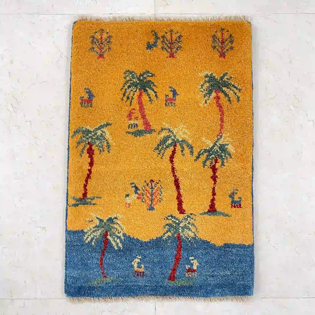 ギャッベ 75cm×50cm / ウール / イラン / 手織り / 草木染め / [絨毯