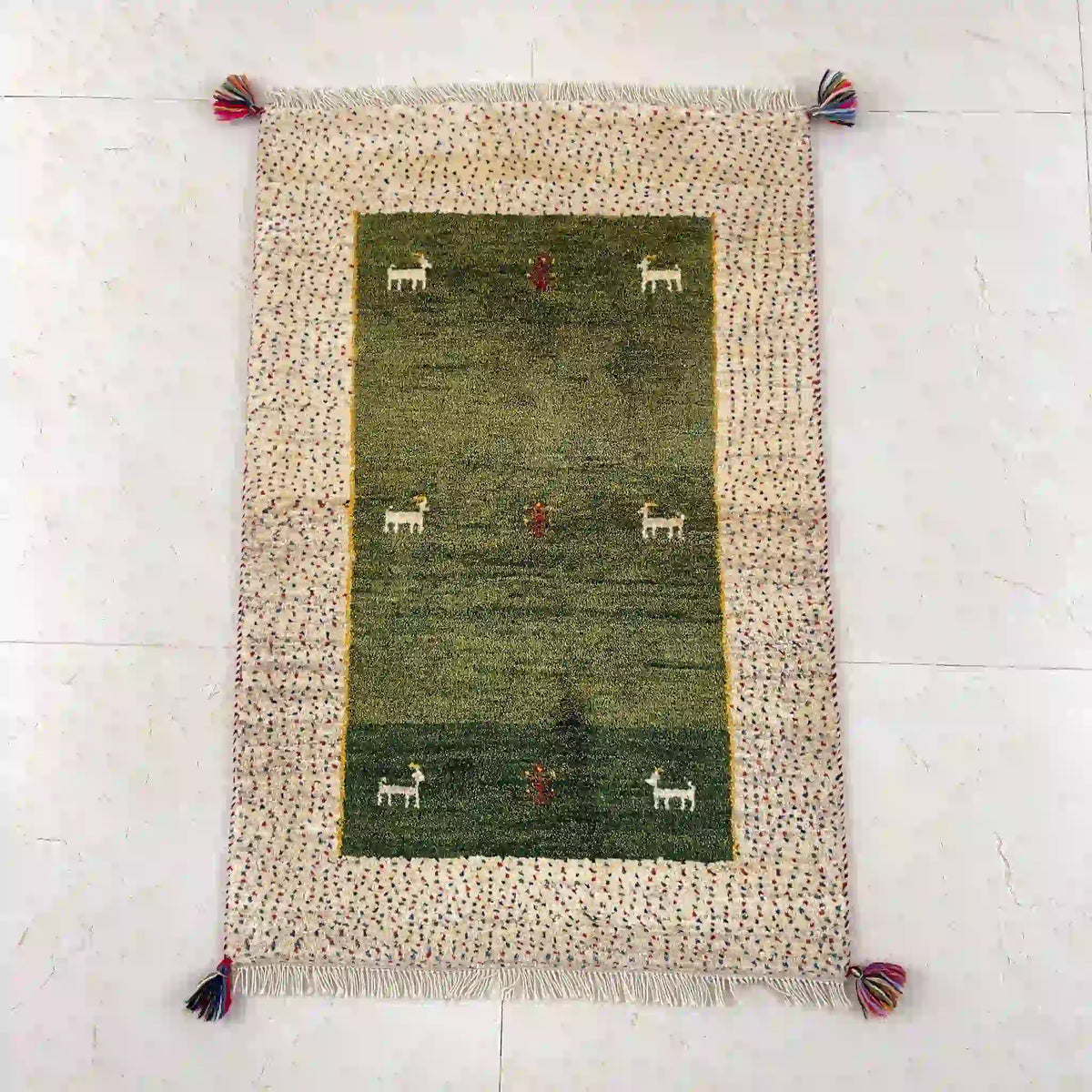ギャッベ 120cm×80cm / ウール / イラン / ヤラメ / 手織り / 草木染め