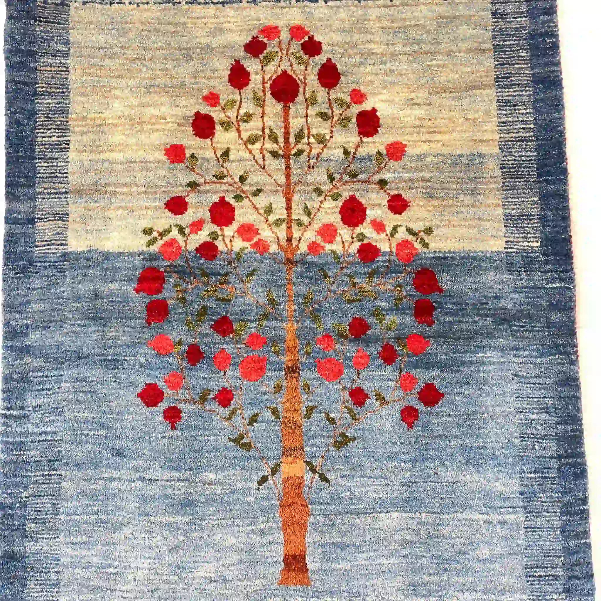 【絨毯/ラグ/ペルシャ絨毯】 ギャッベ 123×82 シラーズ産 ウール ペルシャ　手織り　草木染め　