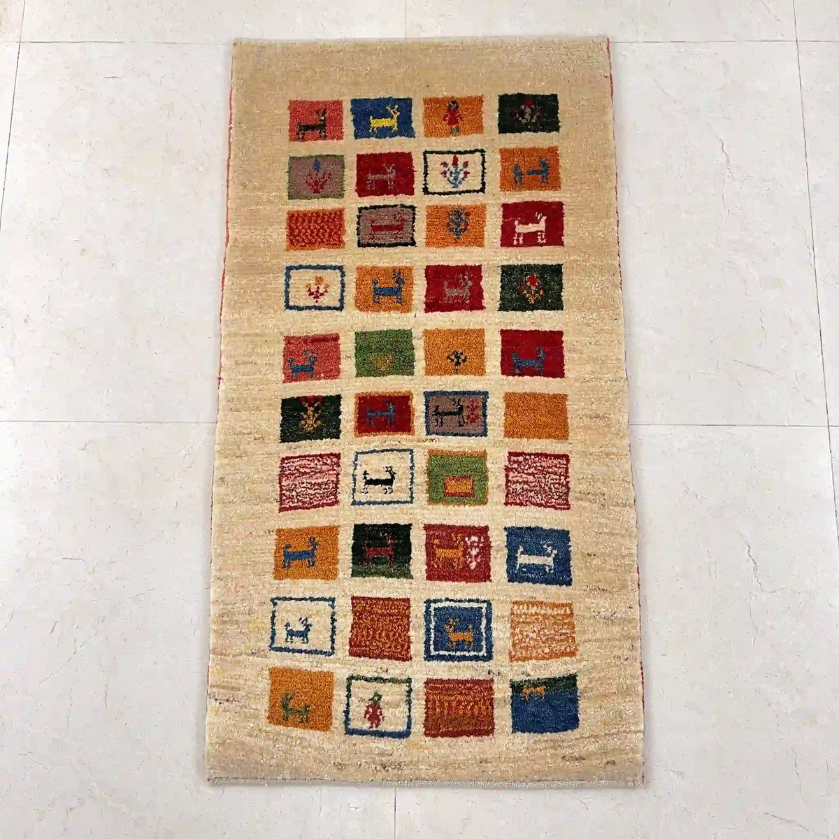 ギャッベ 142cm×76cm / ウール / イラン / ヤラメ / 手織り / 草木染め ギャッベ 142cm×76cm / ウール / イラン / ヤラメ / 手織り / 草木染め