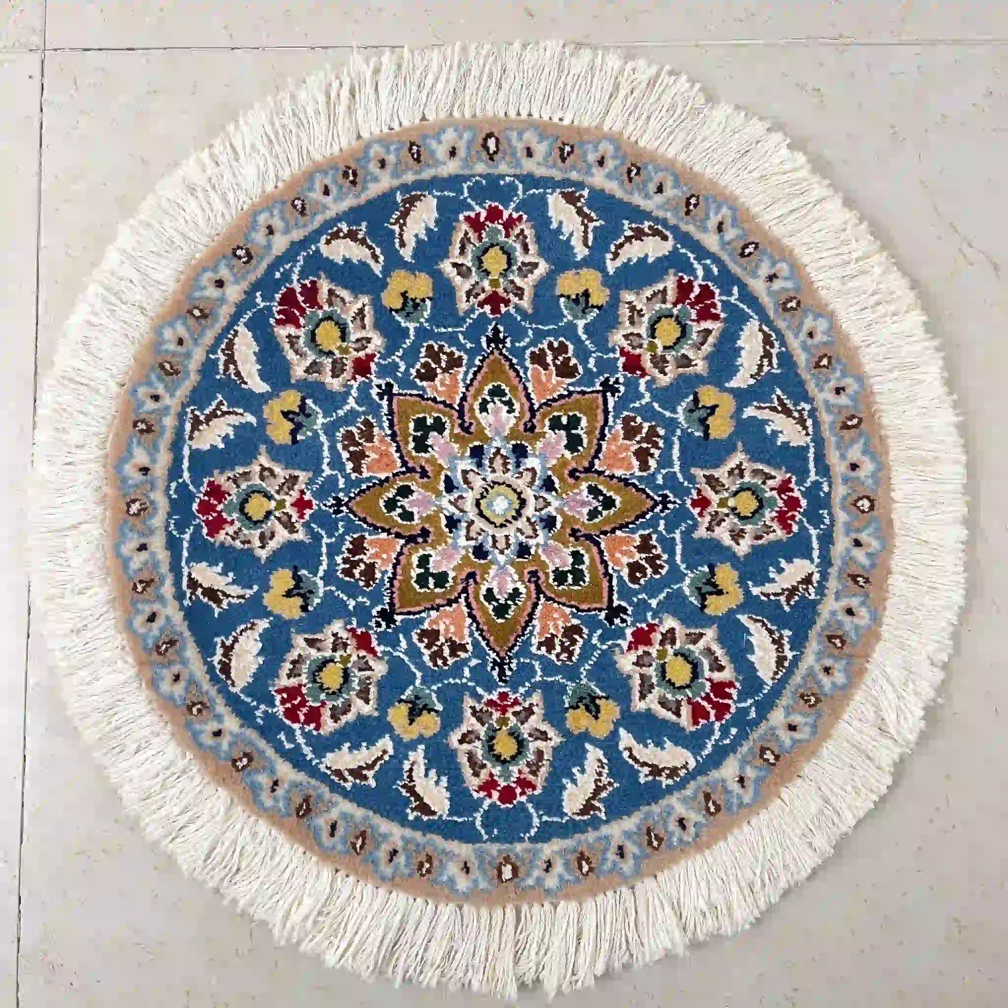 【絨毯/ラグ/ペルシャ絨毯】 ギャッベ 45×45　ナイン産 / ウールイラン / 手織り / 草木染め