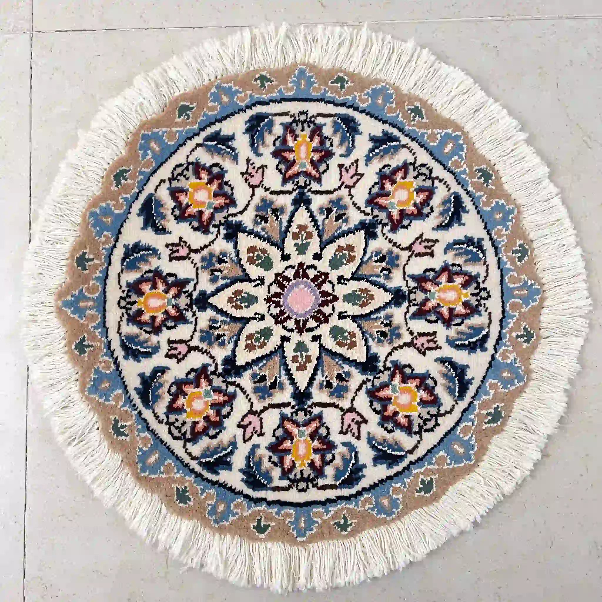 【絨毯/ラグ/ペルシャ絨毯】 ギャッベ 45×45　ナイン産 / ウールイラン / 手織り / 草木染め