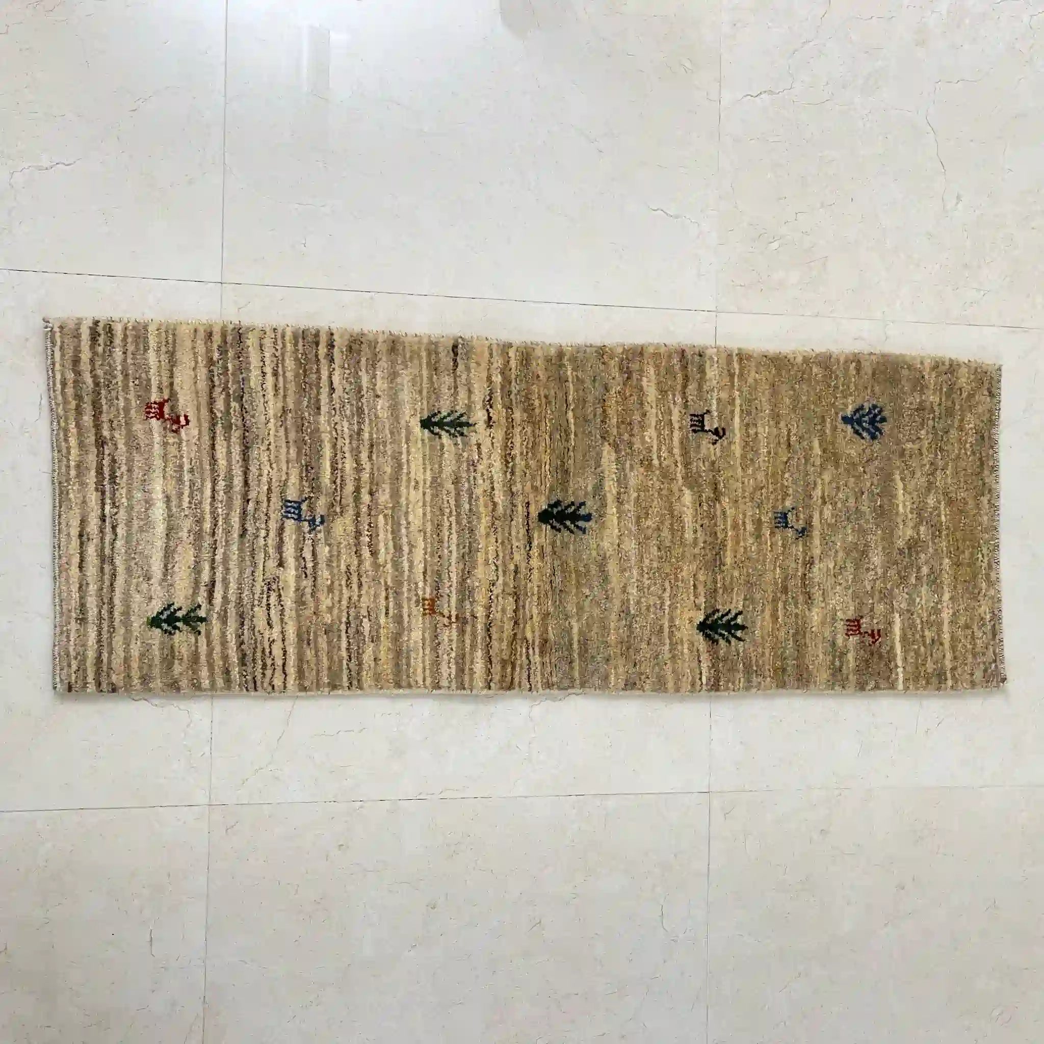 【絨毯/ラグ/ペルシャ絨毯】 ギャッベ 155×55　シラーズ産 / ウールイラン / 手織り / 草木染め