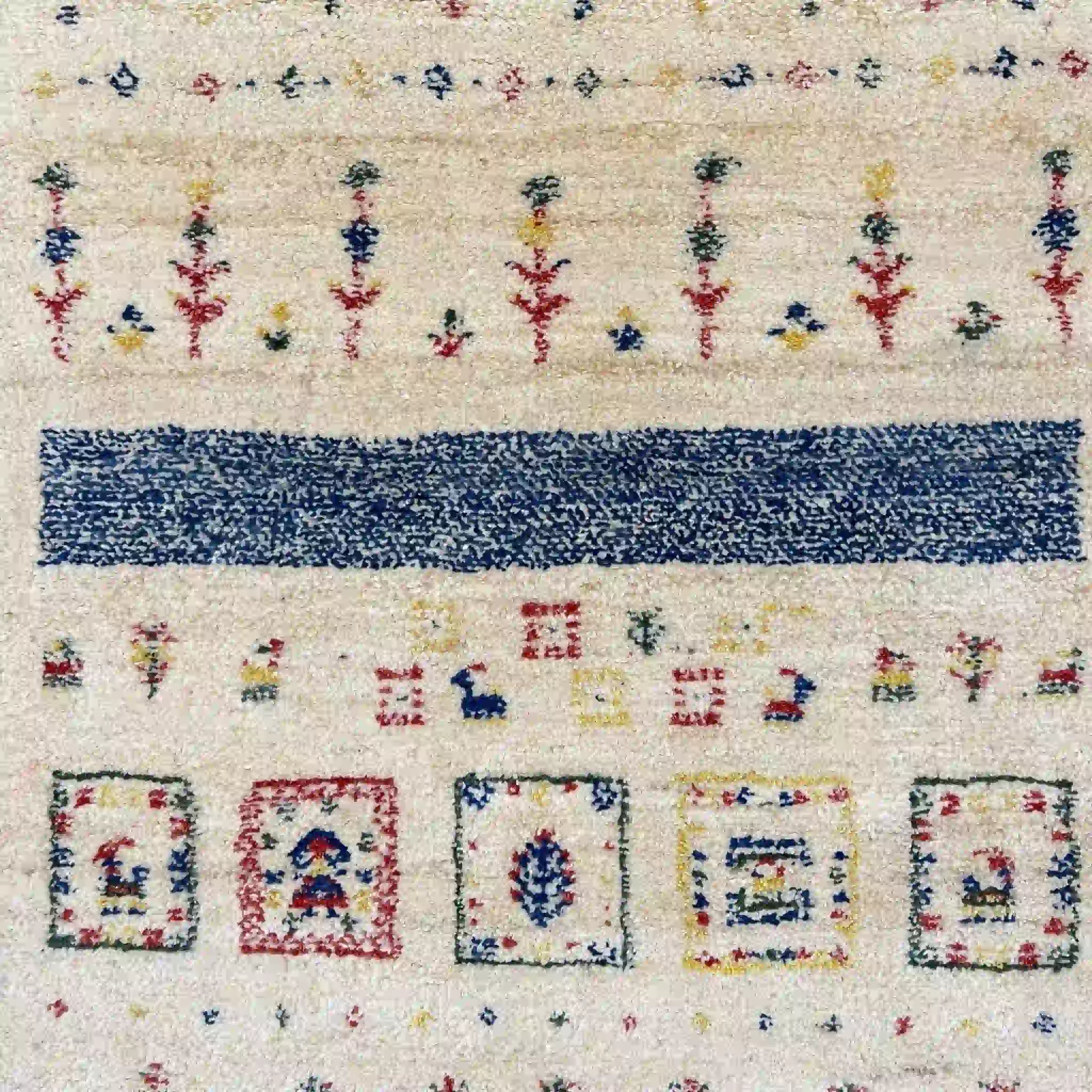 【絨毯/ラグ/ペルシャ絨毯】 ギャッベ 198×78 シラーズ産 ウール 手織り　草木染め　