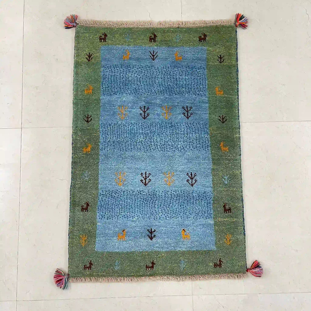 ギャッベ 120cm×82cm / ウール / イラン / ヤラメ / 手織り / 草木染め