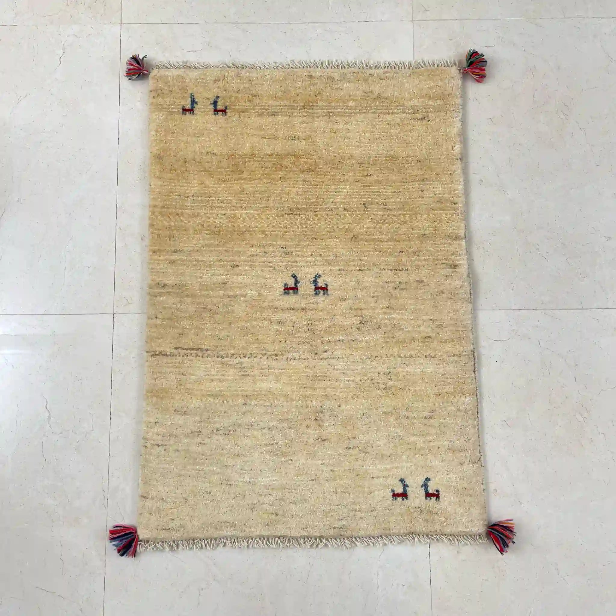 【絨毯/ラグ/ペルシャ絨毯】 ギャッベ 125×85 シラーズ産 ウール ヤラメ 手織り　草木染め　