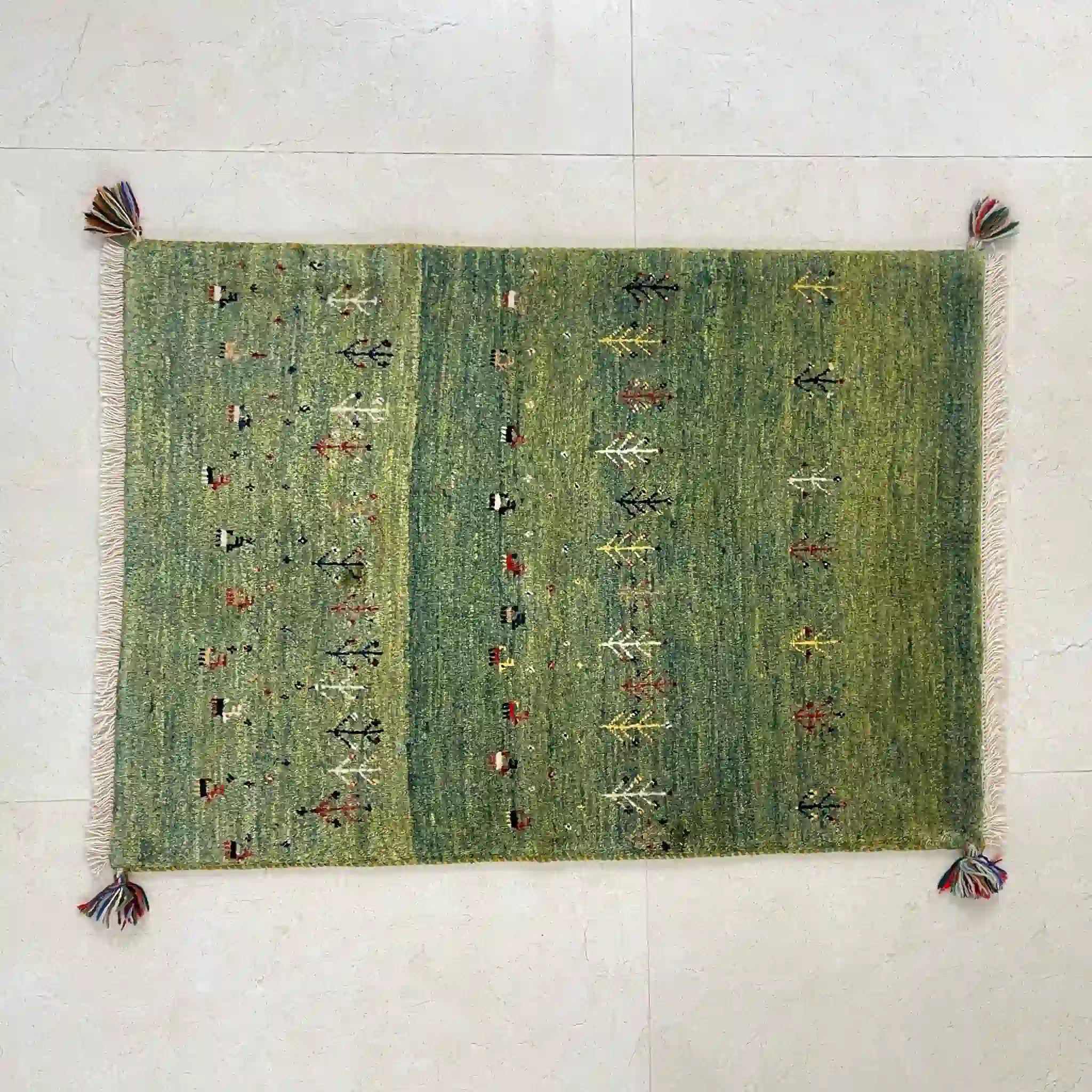 【絨毯/ラグ/ペルシャ絨毯】 ギャッベ 110×75 シラーズ産 ウール ペルシャ 手織り /草木染め
