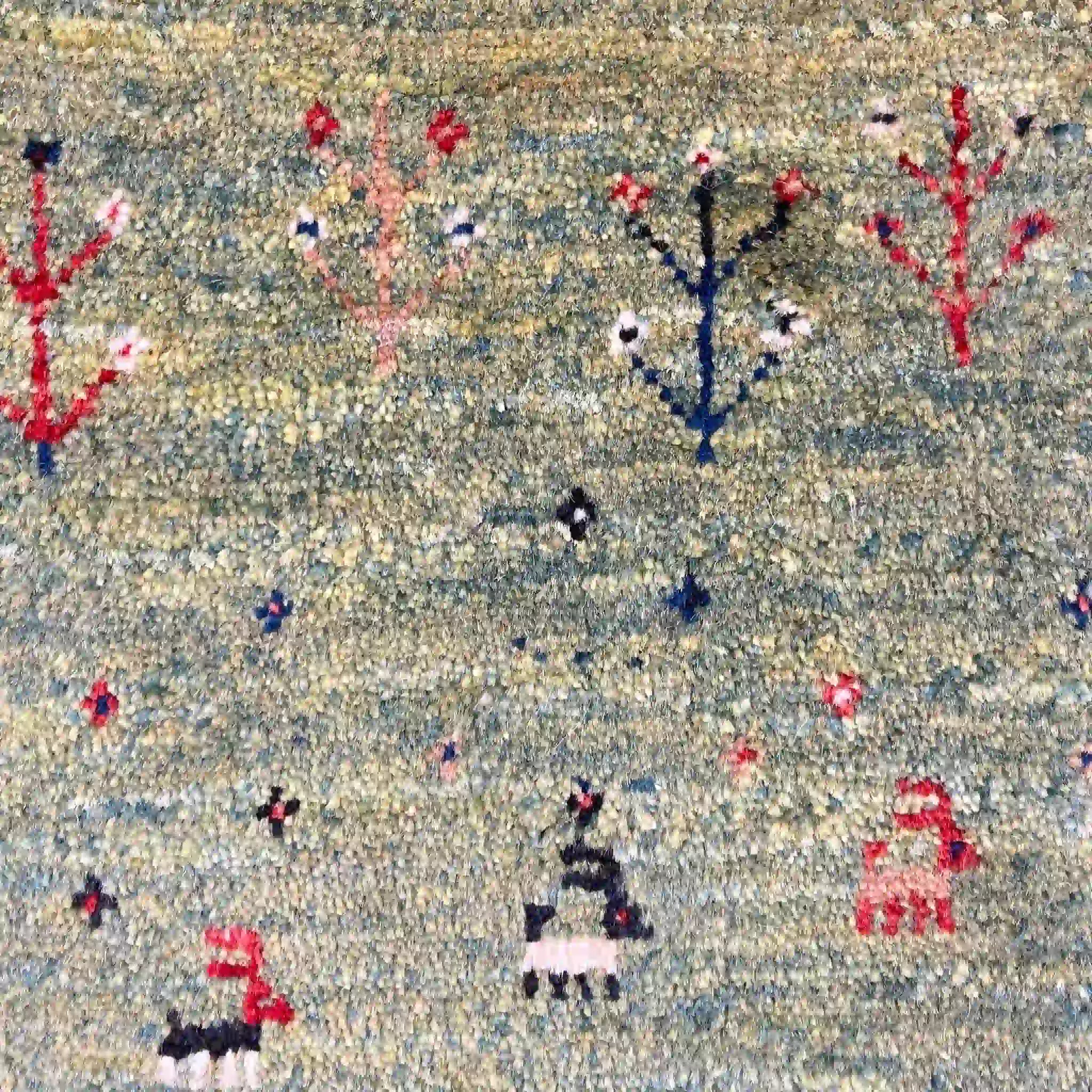 【絨毯/ラグ/ペルシャ絨毯】 ギャッベ 110×75 シラーズ産 ウール ペルシャ 手織り /草木染め