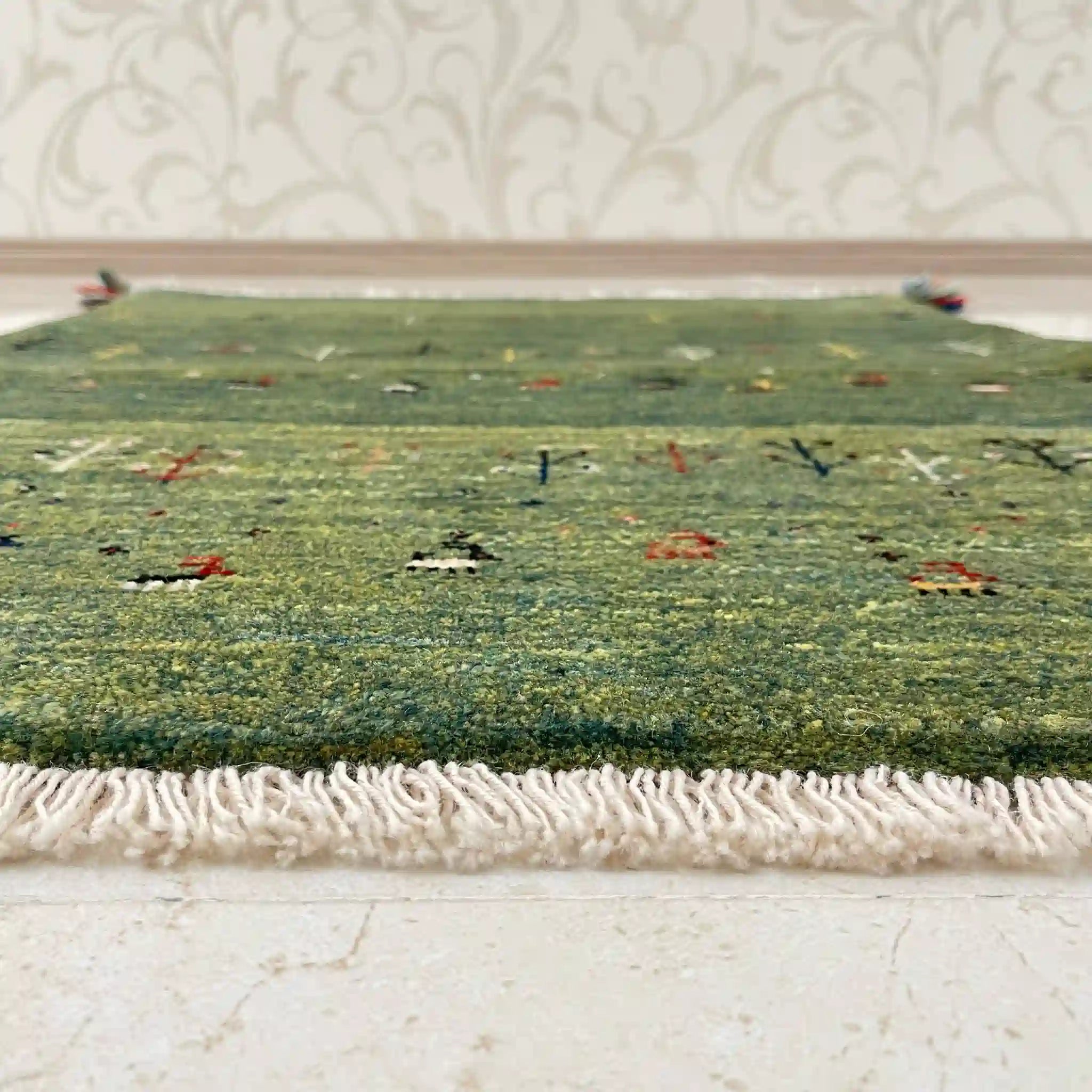 【絨毯/ラグ/ペルシャ絨毯】 ギャッベ 110×75 シラーズ産 ウール ペルシャ 手織り /草木染め