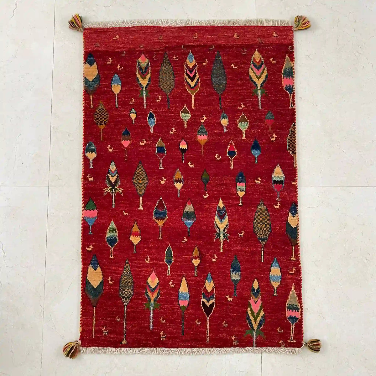 ギャッベ 125cm×80cm / ウール / イラン / 手織り / 草木染め / [絨毯