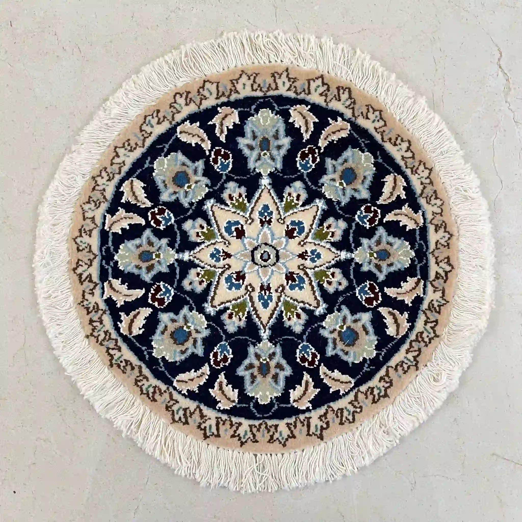 【絨毯/ラグ/ペルシャ絨毯】 ギャッベ 43×43　ナイン産 / ウールイラン / 手織り / 草木染め