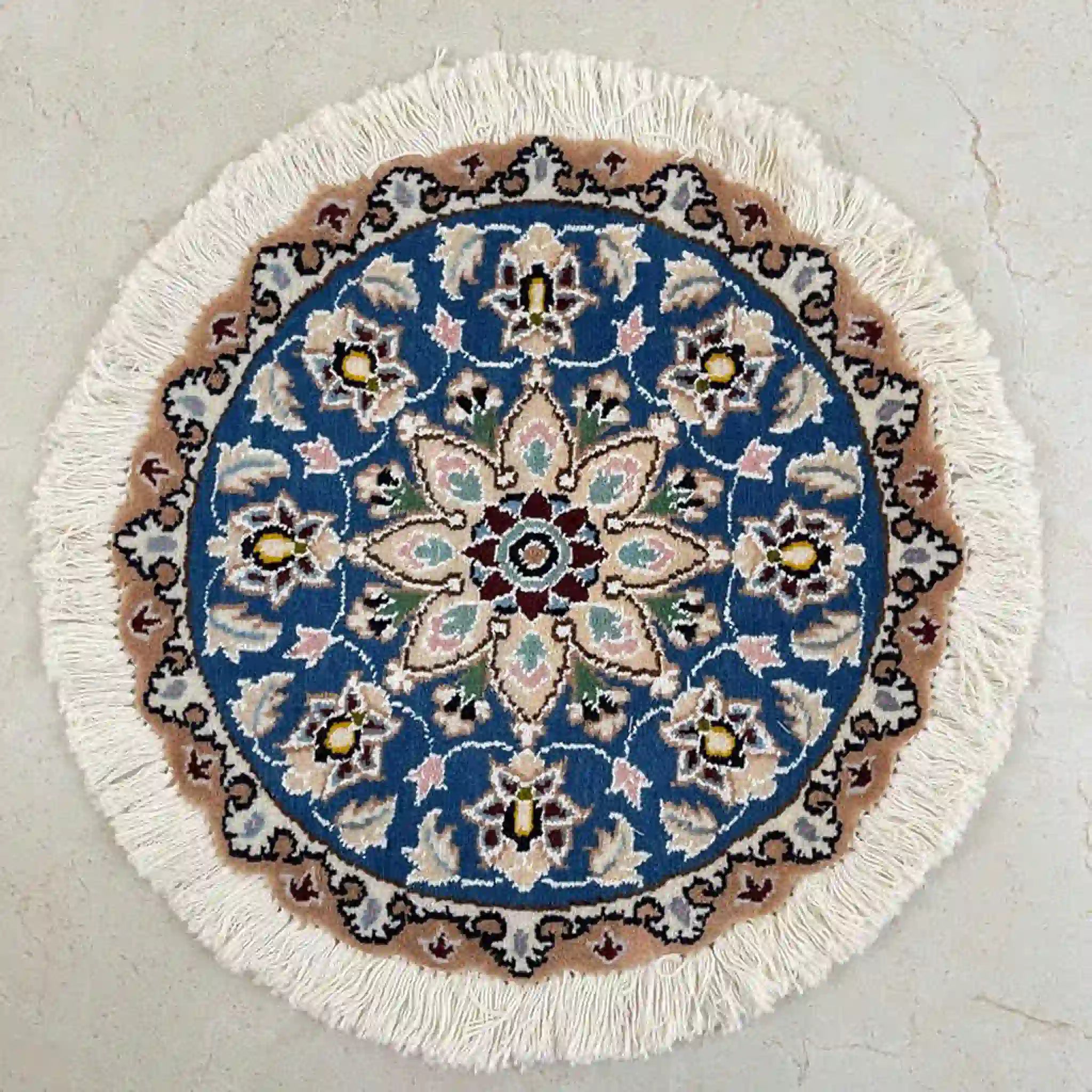 【絨毯/ラグ/ペルシャ絨毯】 ギャッベ 43×43　ナイン産 / ウールイラン / 手織り / 草木染め