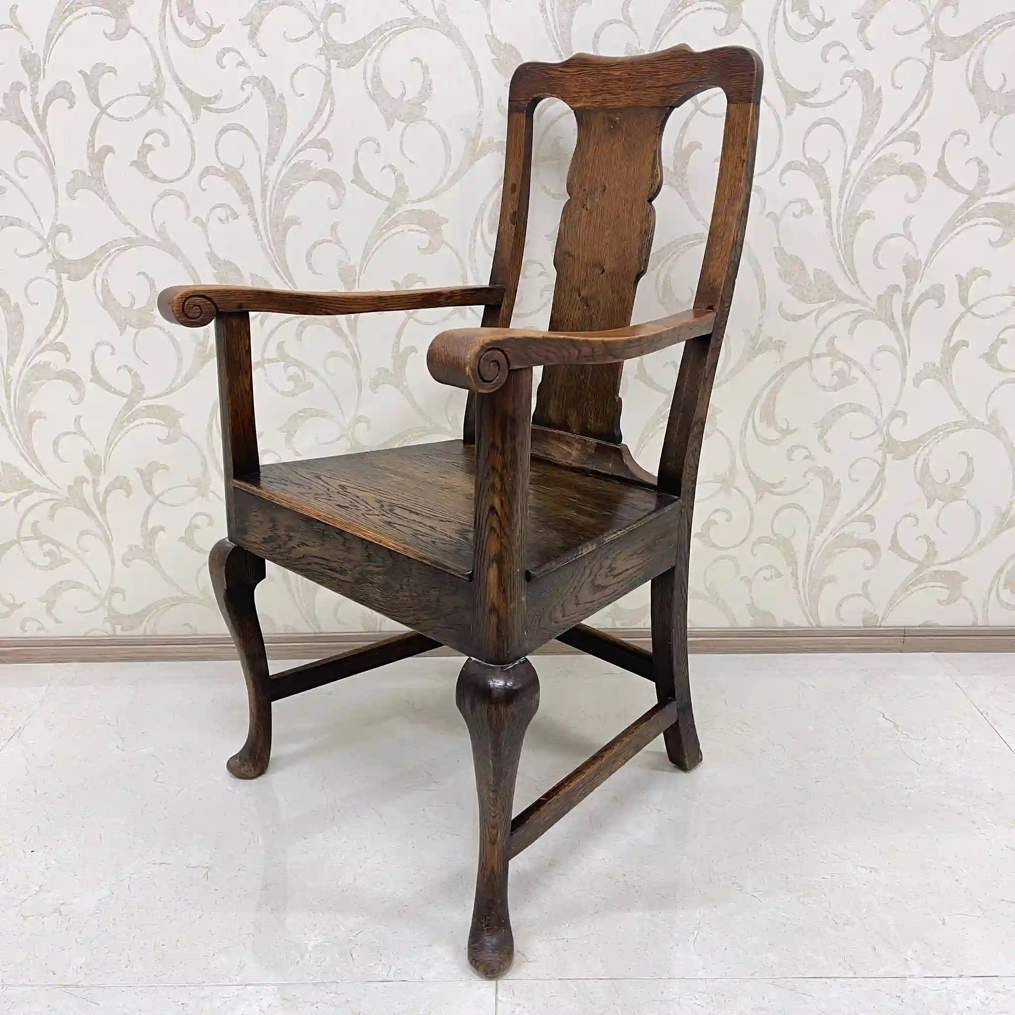 【アンティーク】 アンティーク ホールチェア / クイーンアン様式 / オーク材 / イギリス