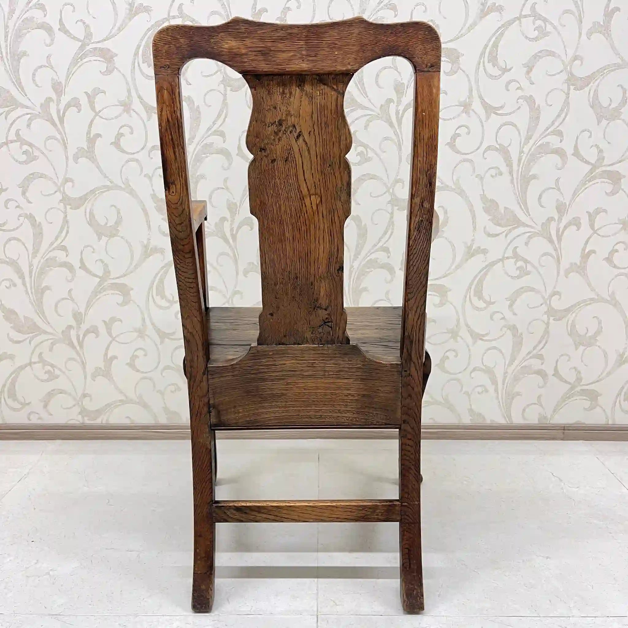 【アンティーク】 アンティーク ホールチェア / クイーンアン様式 / オーク材 / イギリス / アームレスト