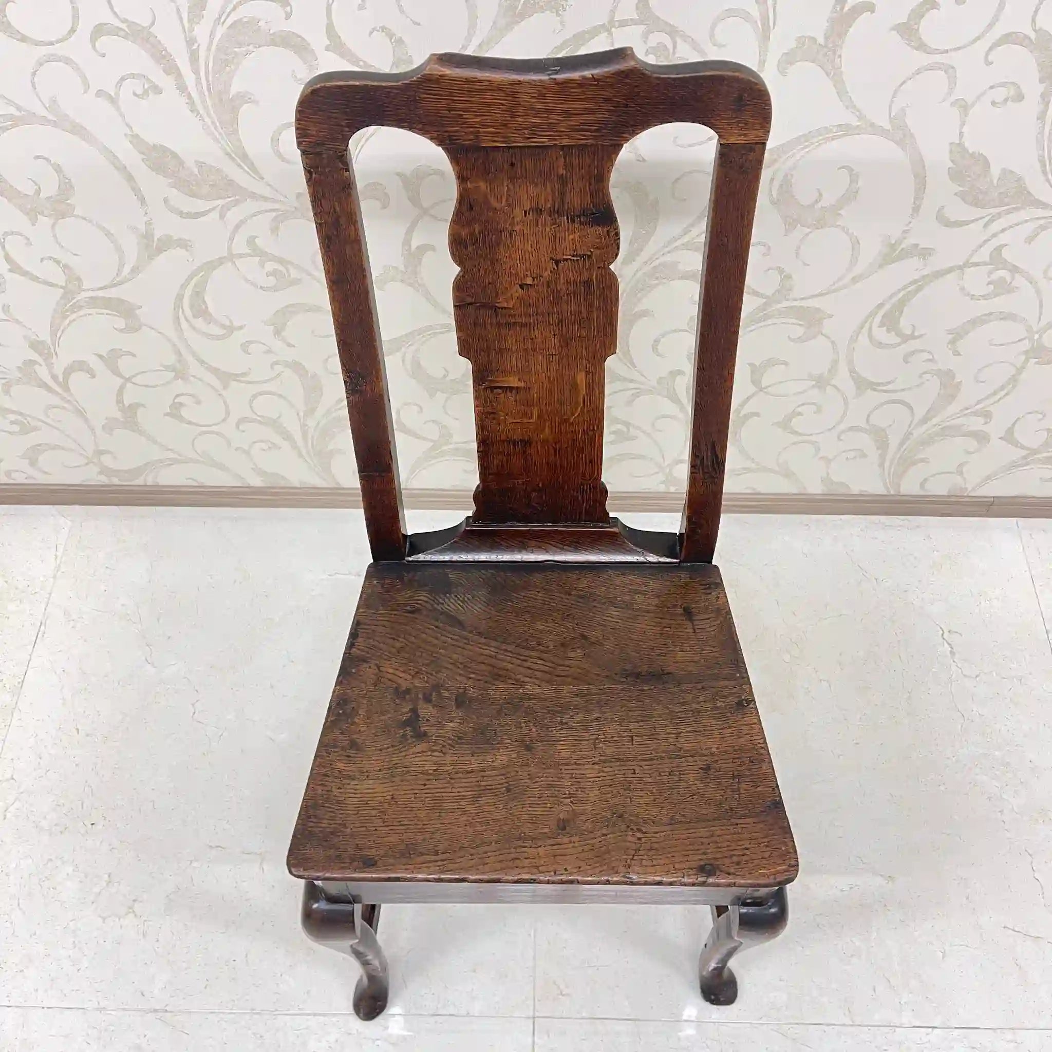 【アンティーク】 アンティーク ホールチェア / クイーンアン様式 / オーク材 / イギリス