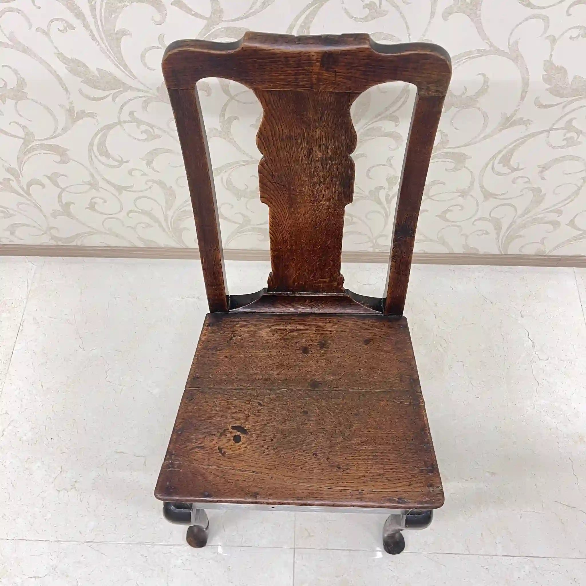 【アンティーク】 アンティーク ホールチェア / クイーンアン様式 / オーク材 / イギリス