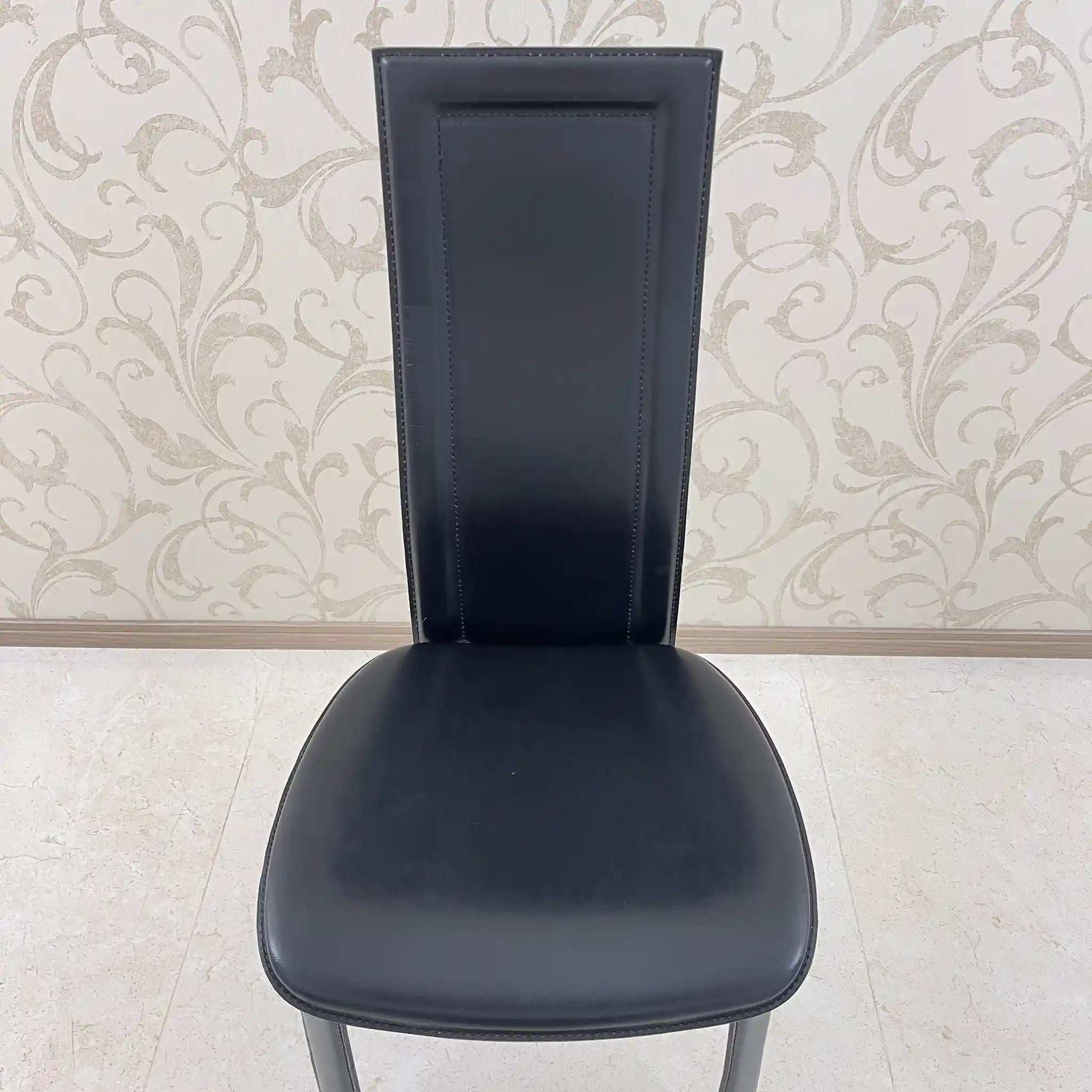 【アンティーク】 ハイバック ダイニングチェア / 
 / イタリアンレザー / イギリス直輸入 象嵌(インレイ)