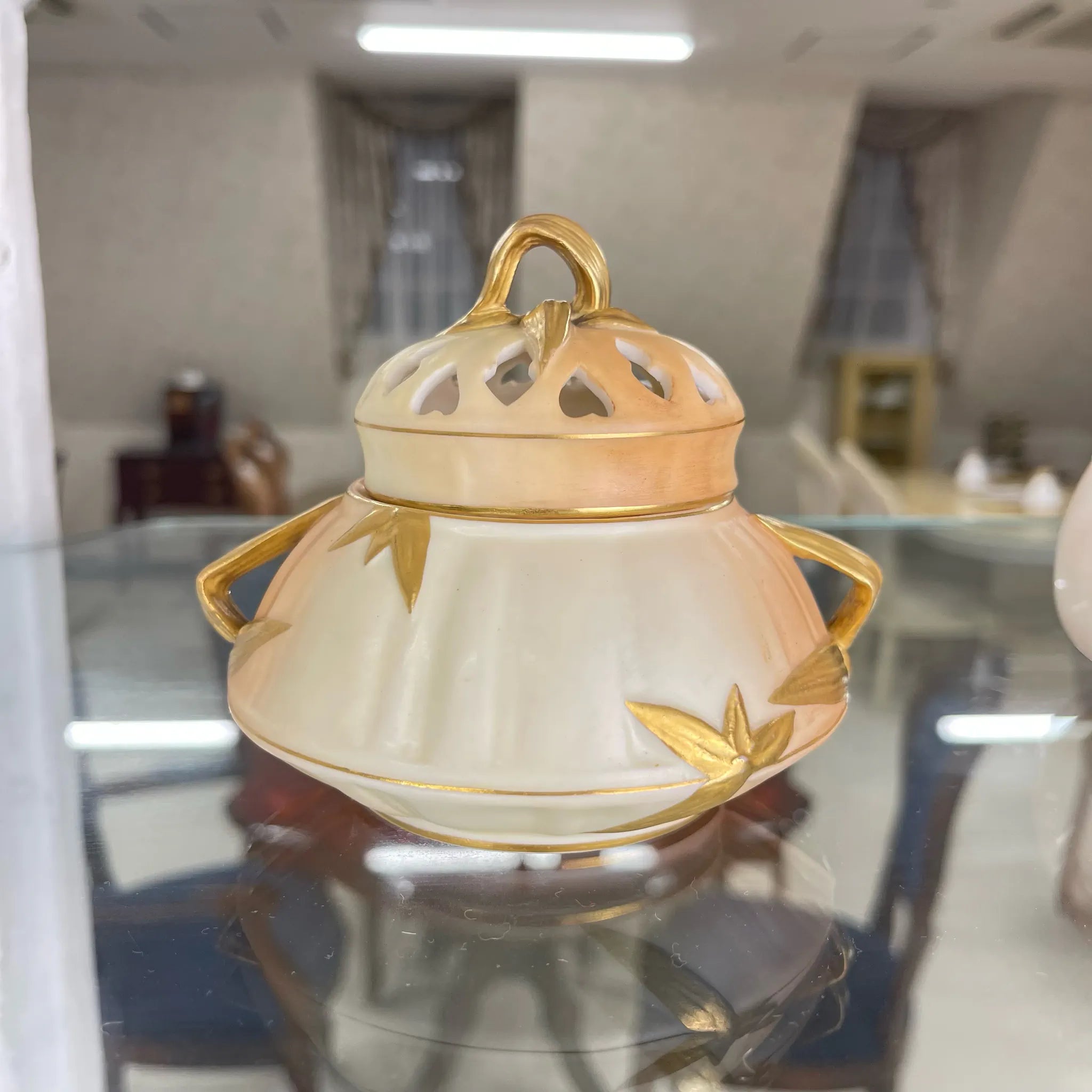 【アンティーク】ポプリケース Royal Worcester（ロイヤルウースター） / 英国王室御用達 / 19世紀  / イギリス / ハンドペイント /