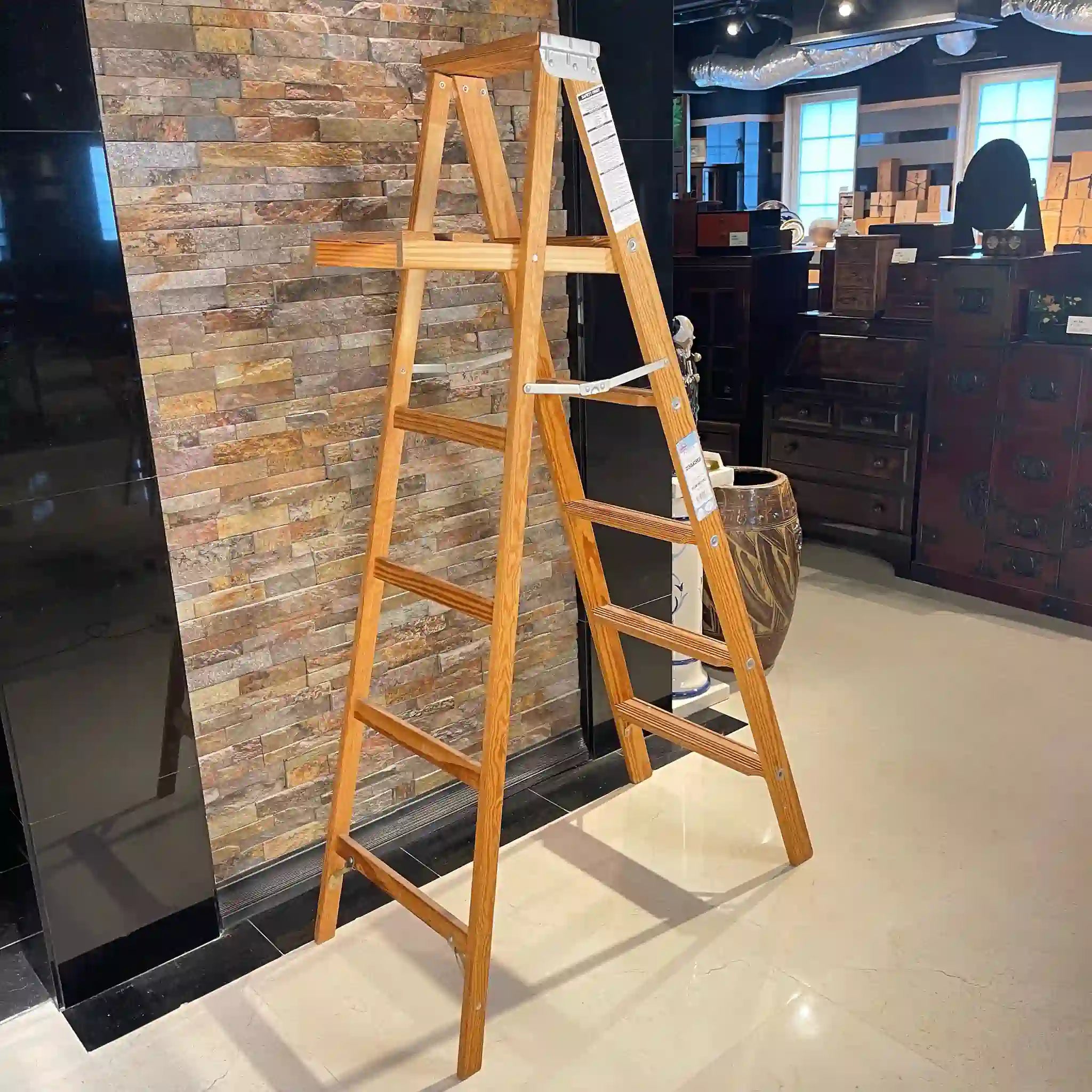 Vintage Michigan Ladder, 6 Steps, Babcock, BW336, Yellow Pine, USA