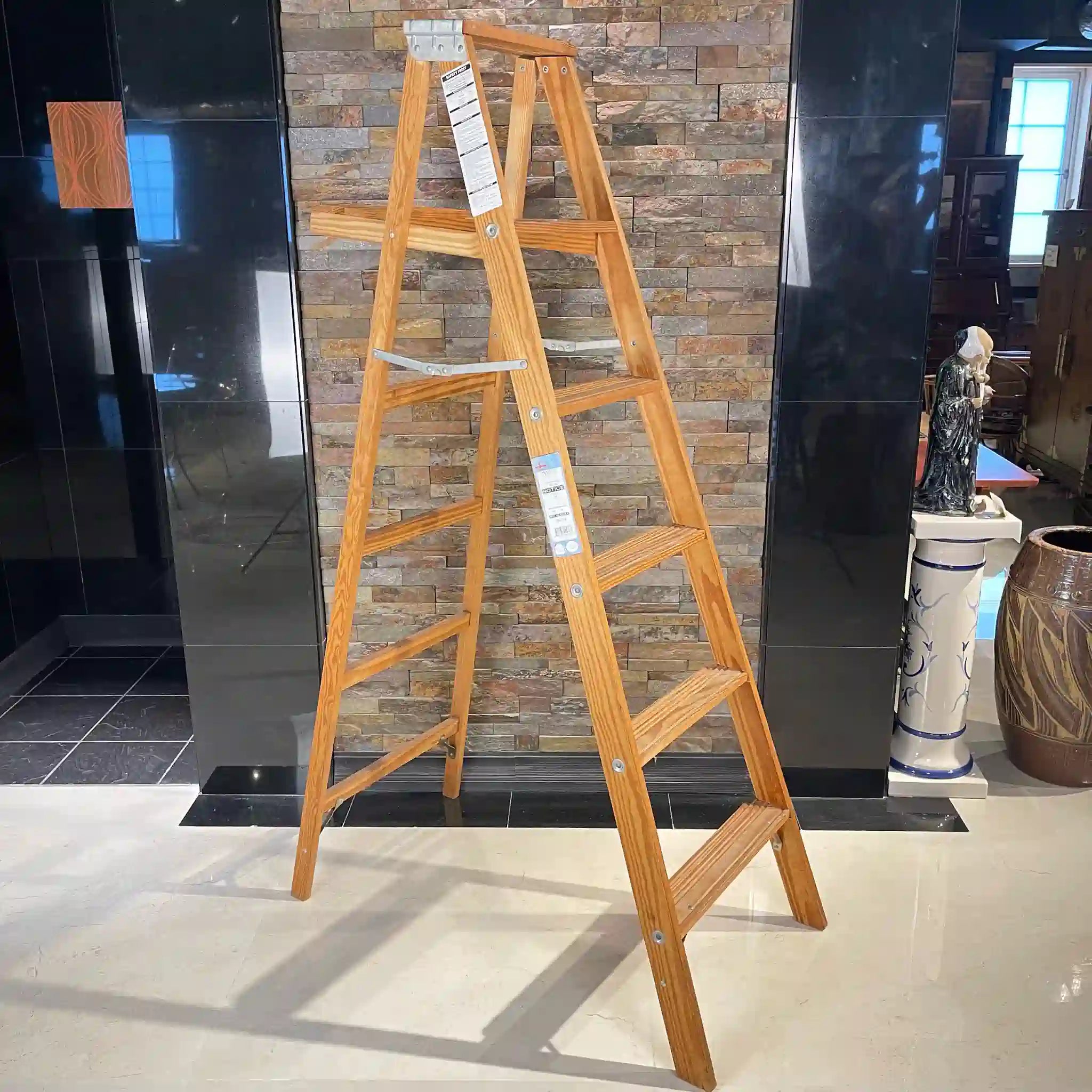 Vintage Michigan Ladder, 6 Steps, Babcock, BW336, Yellow Pine, USA