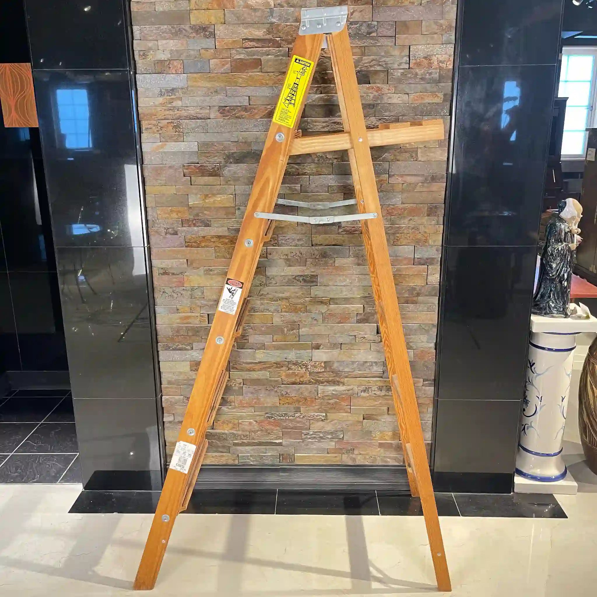 Vintage Michigan Ladder, 6 Steps, Babcock, BW336, Yellow Pine, USA