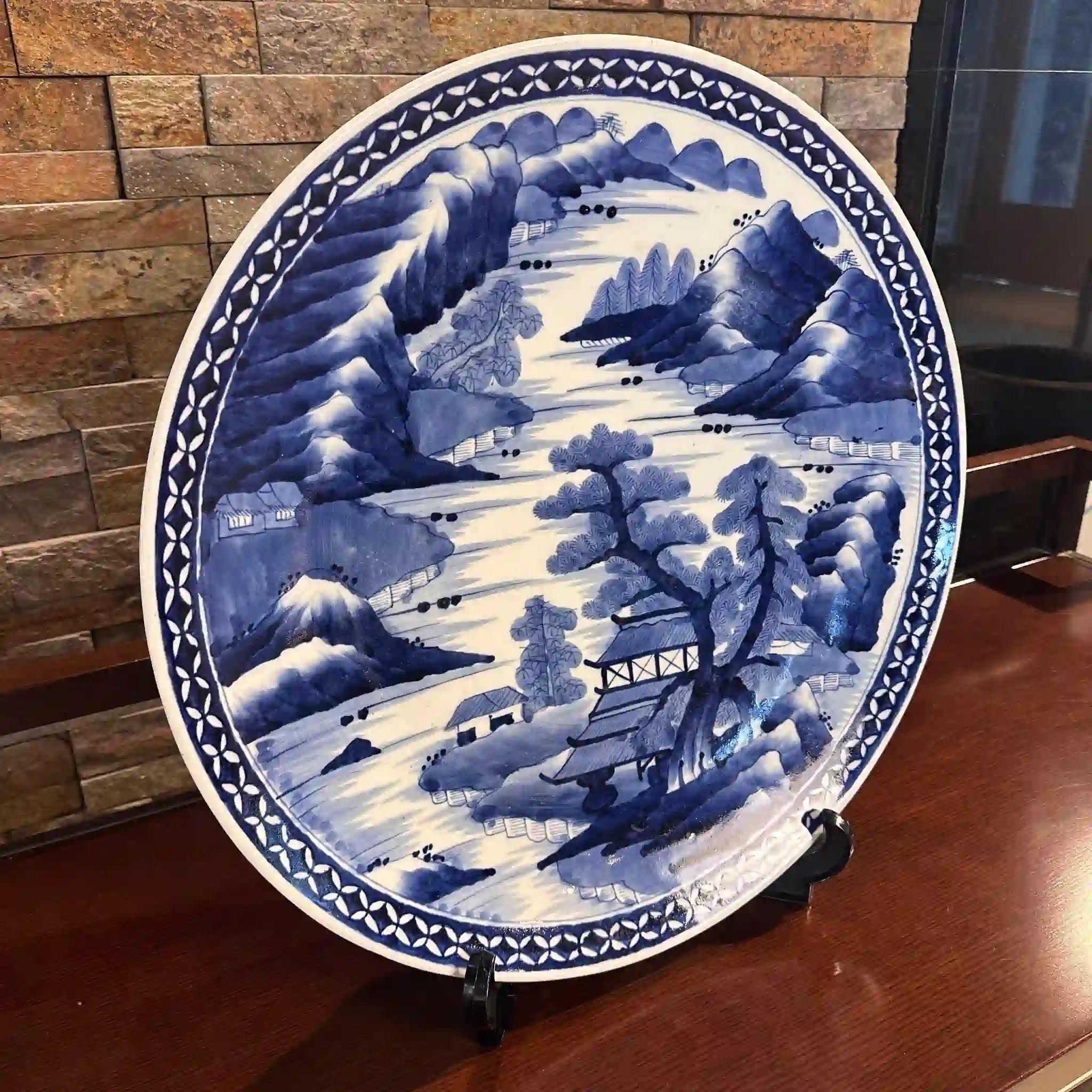 【骨董品】 大皿　染付　明治時代　 　