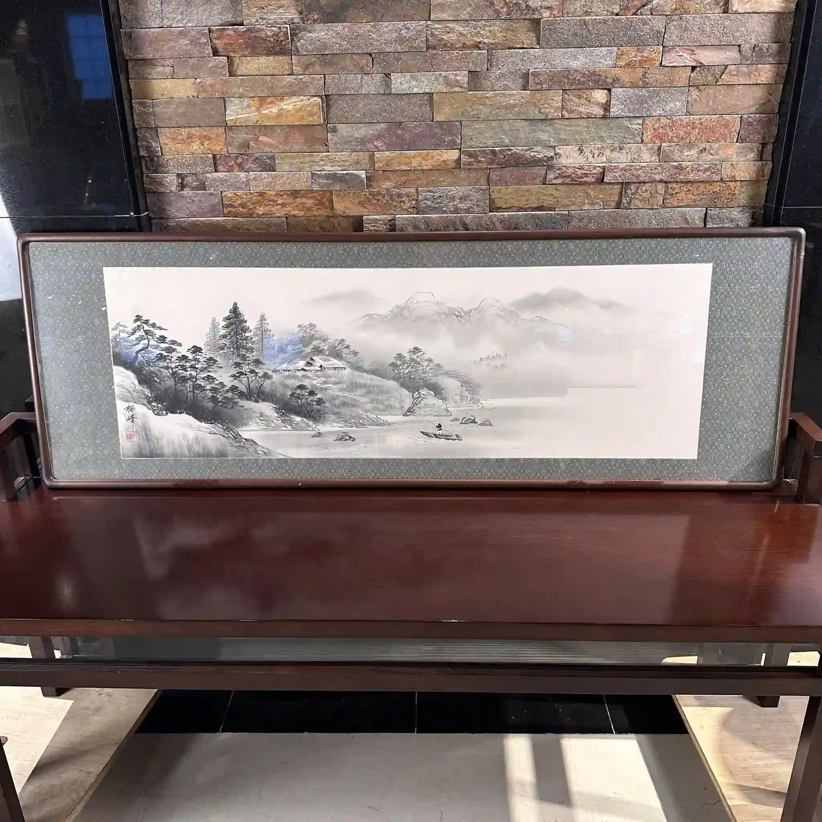 欄間絵(水墨画) / 水墨画 / 墨彩画,山水図,扁額仕立て,欄間飾り,掛け軸