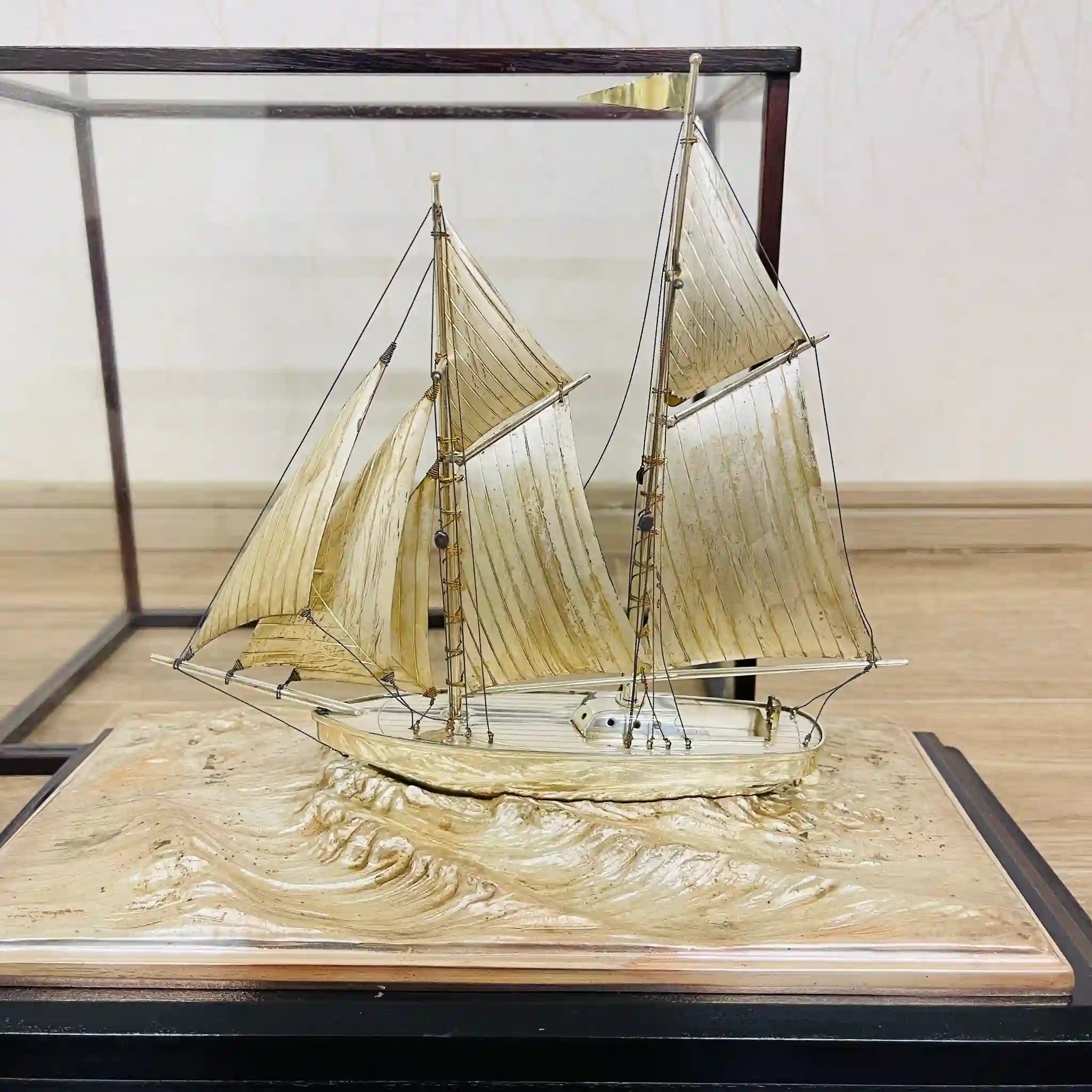 [Vintage] Sailing ship object made of sterling silver / 1970-80s (estimated) / Silver / Japan
