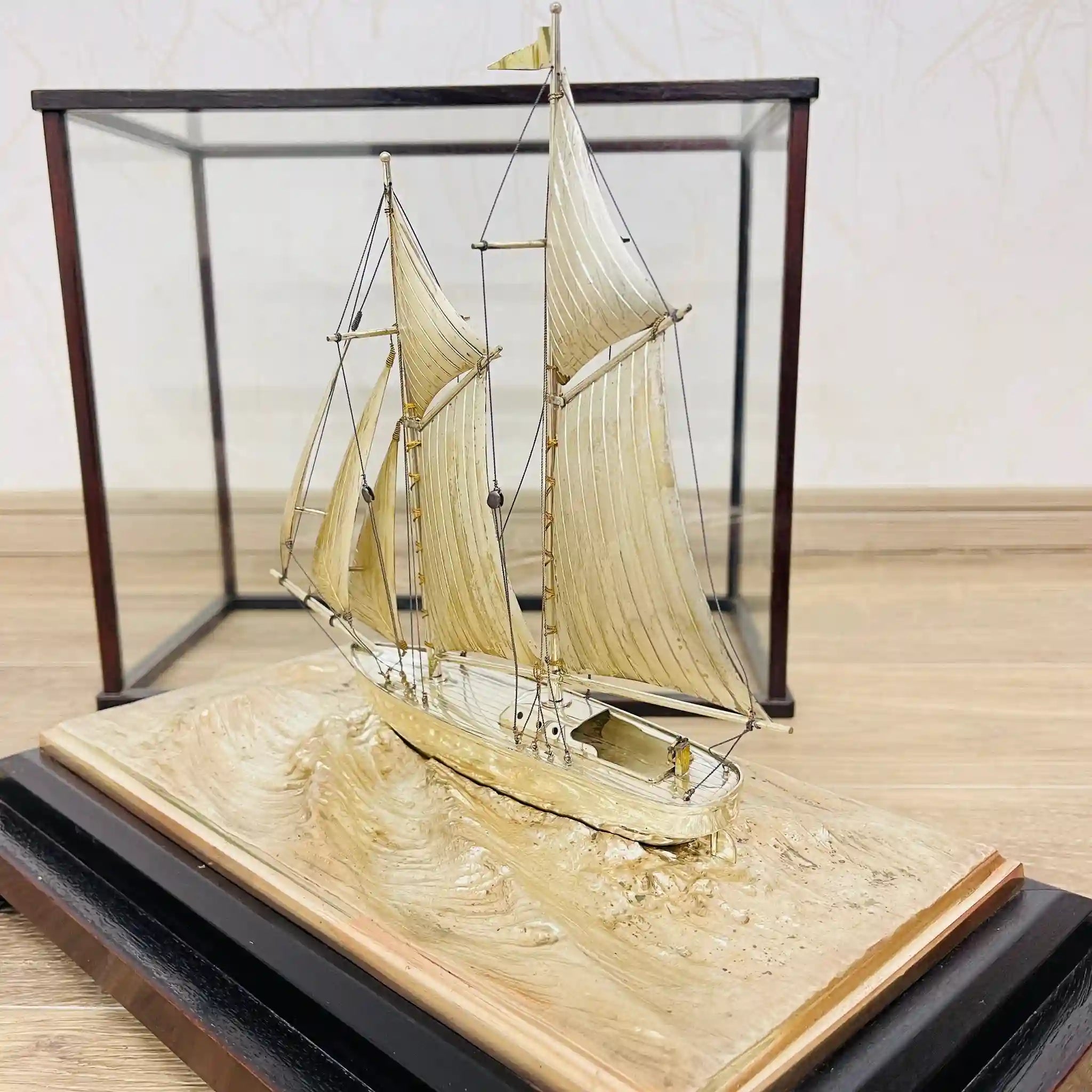 [Vintage] Sailing ship object made of sterling silver / 1970-80s (estimated) / Silver / Japan
