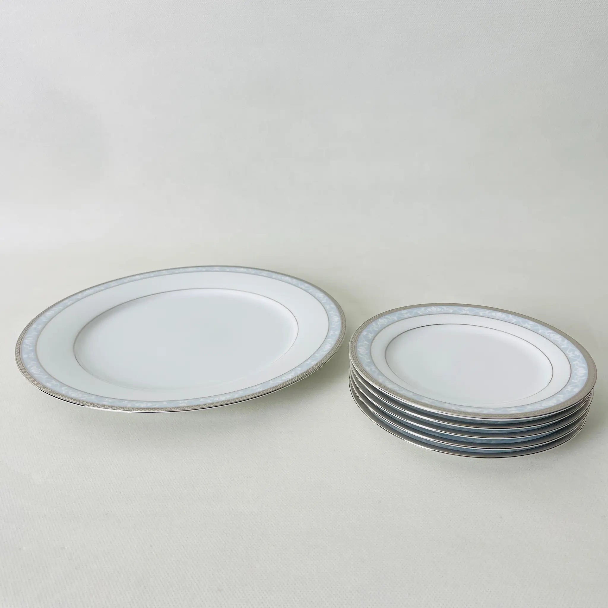 【リユース】パーティーセット　大皿×1　小皿×5　ハンプシャープラチナ Noritake / 未使用 箱付き