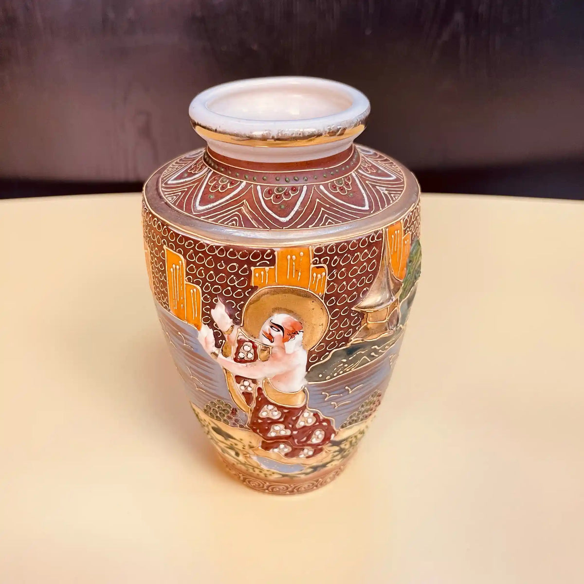 花瓶 / 薩摩焼 / 日本 / イギリス直輸入,金襴手絵付け,MADE IN JAPAN