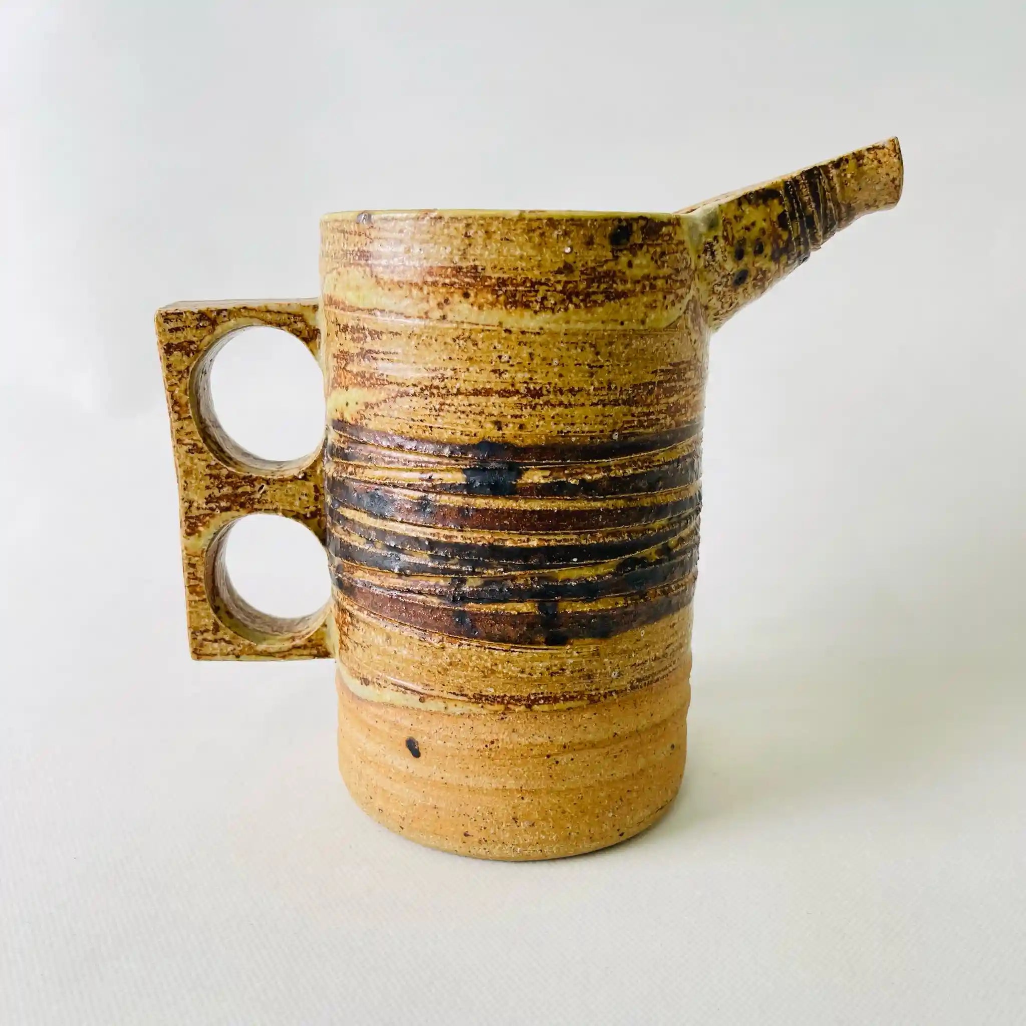 【アンティーク】 炻器製ピッチャー / ストーンウェア / デンマーク / 茶色の釉薬