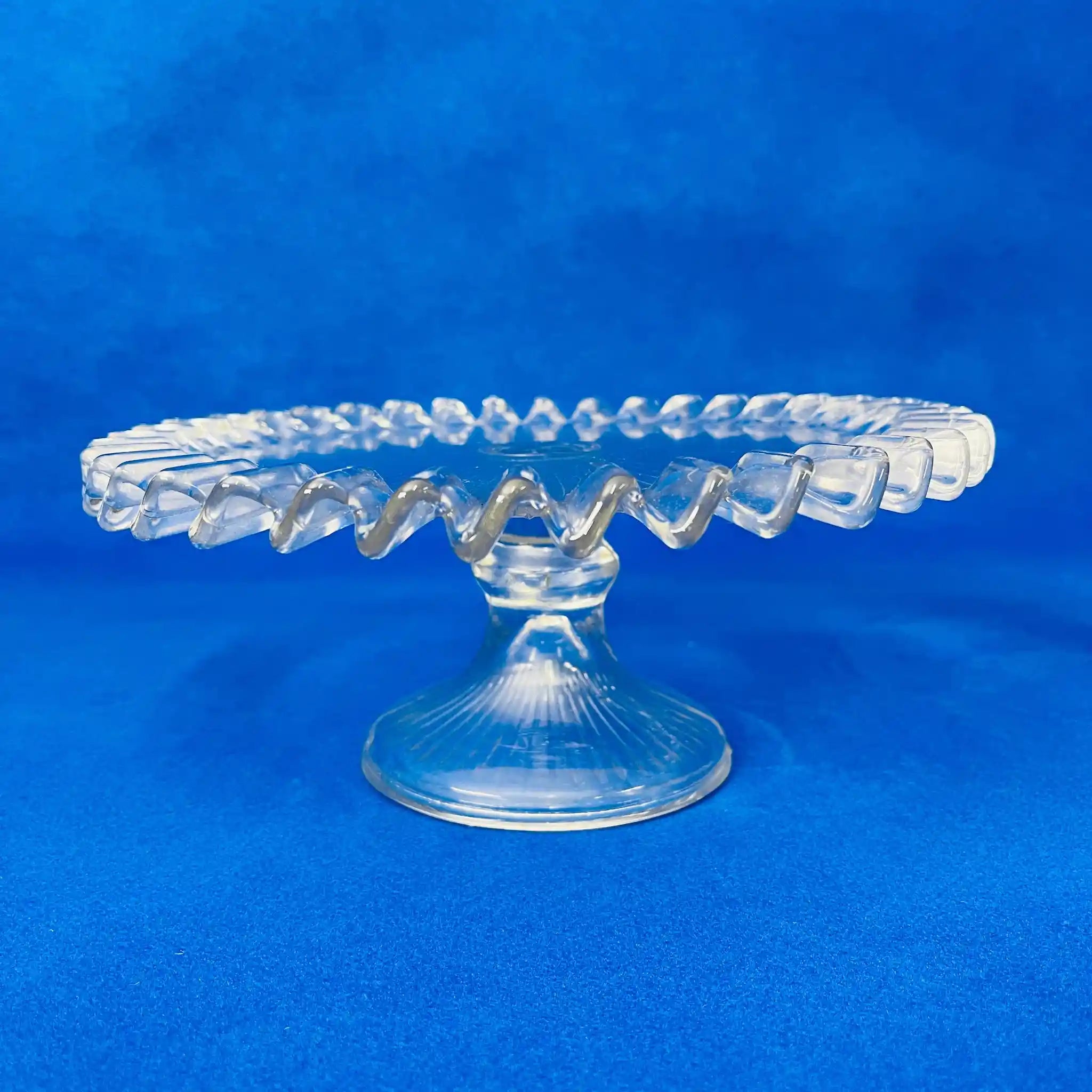 【リユース】 フリルケーキスタンド / ソーダガラス / プリーツデザイン